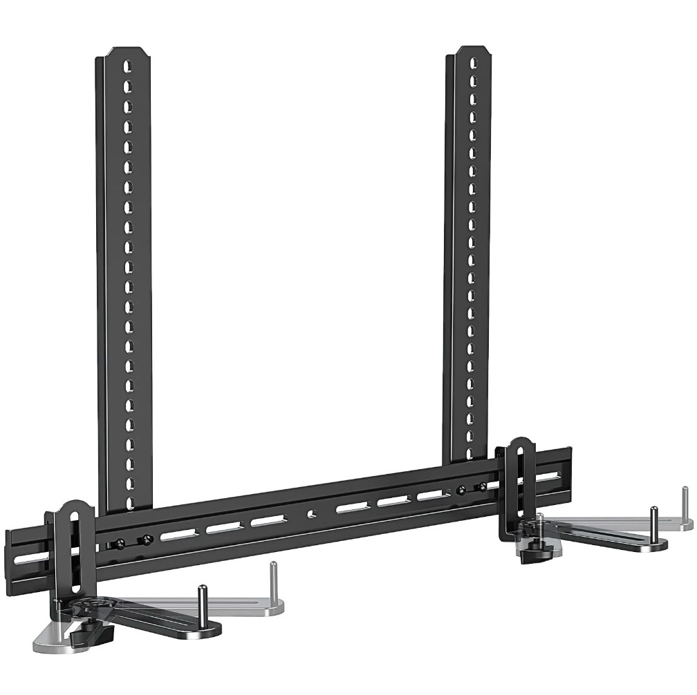mount pro universal soundbar mount, sound bar tv bracket with 17.7" longer bracket mounting above or under tv with/without holes, 6.5" holder swivel to fit various soundbar, up to 20 lbs