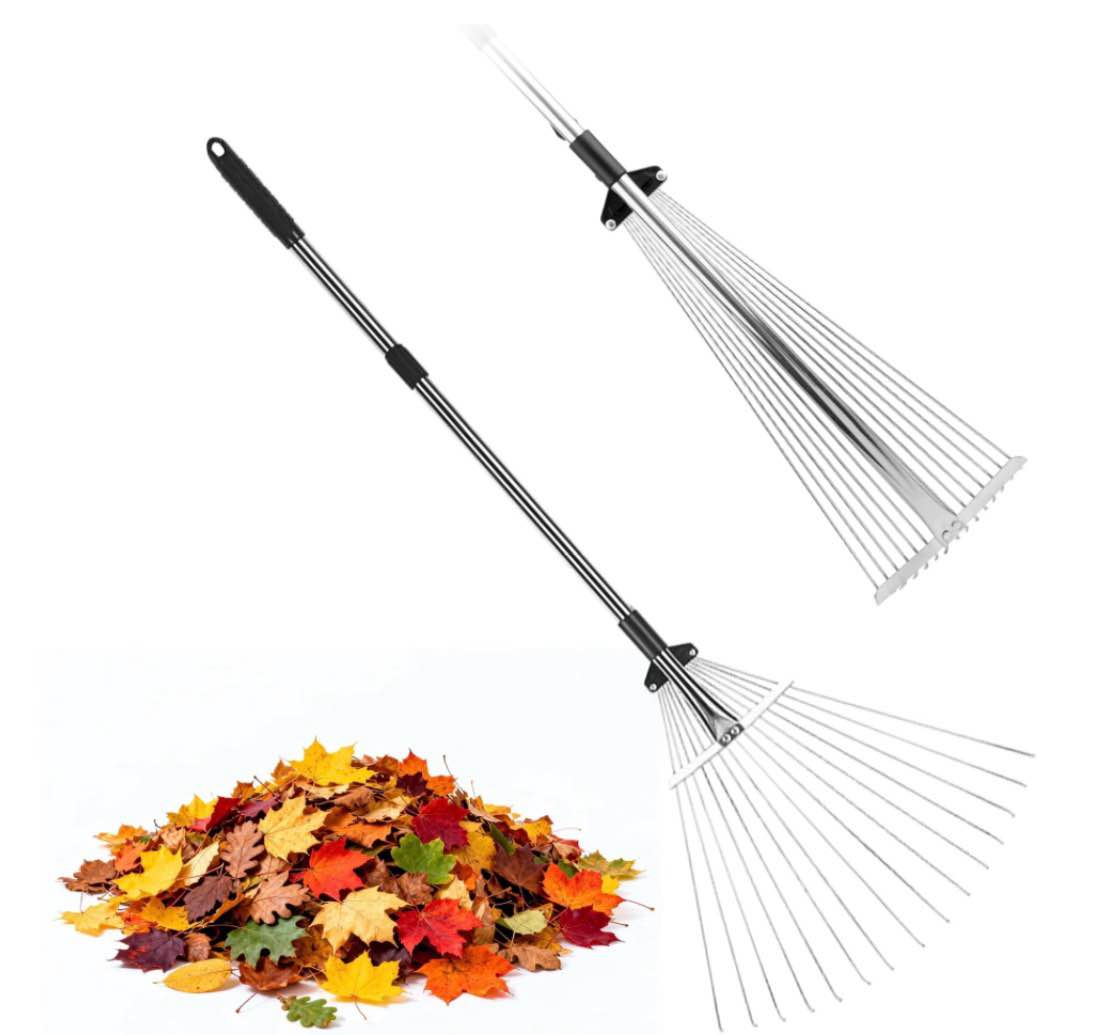 kamida adjustable metal rake for leaves garden dethatcher yard rake gardeners world expandable head 8-17