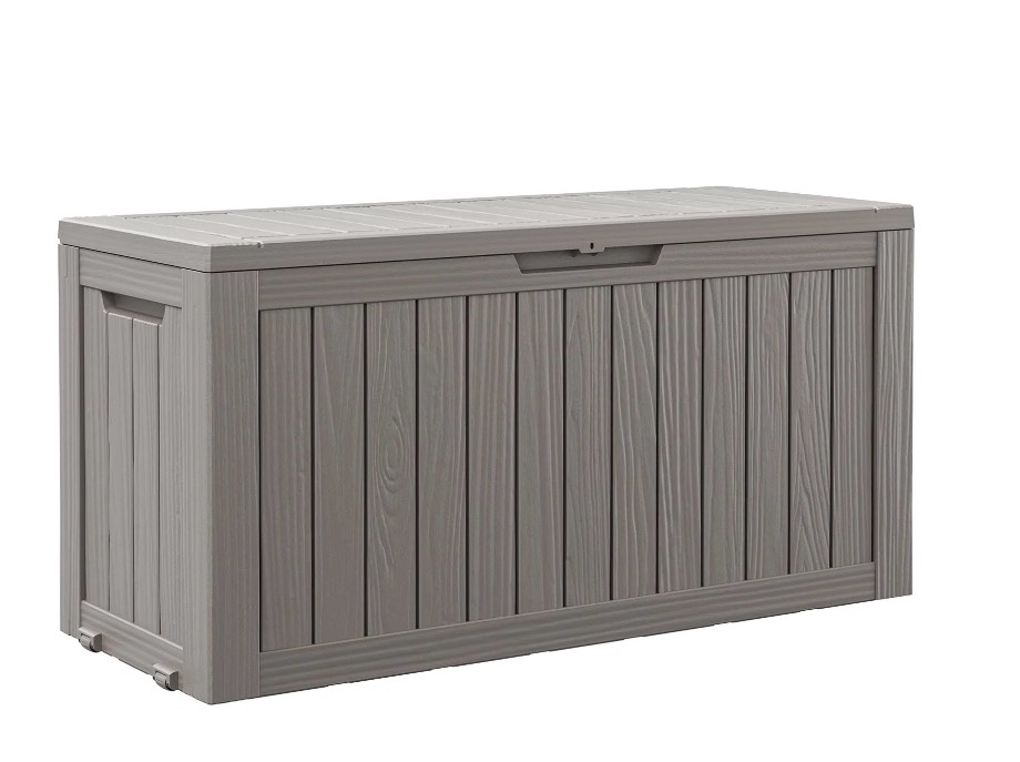 bifanuo 80 gallon resin deck box with lock, waterproof outdoor storage for patio furniture, garden tools, and more
