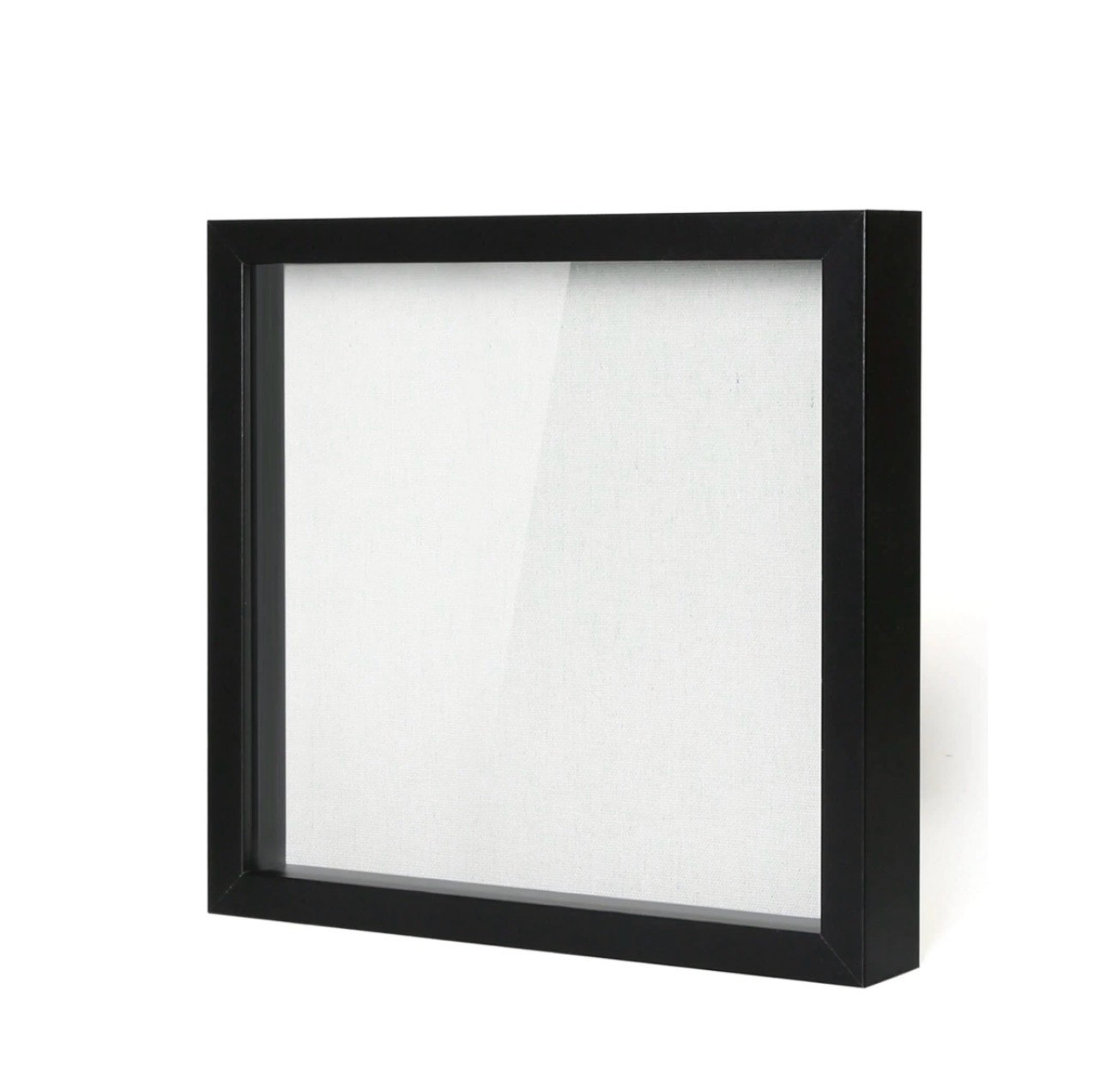 muzilife 12x12 inch shadow box picture frame with linen board deep wood glass display case black
