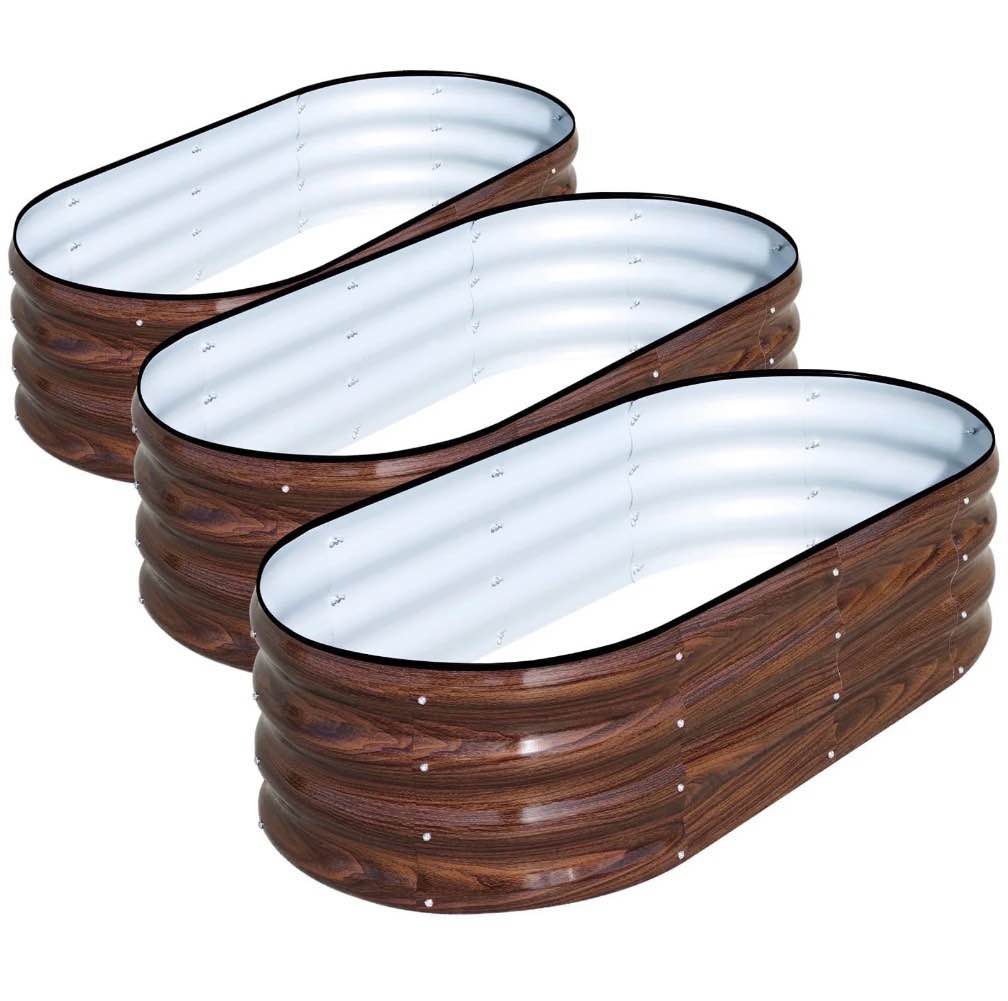 snugniture galvanized raised garden bed outdoor  3pcs 4x2x1ft metal planter box  brown