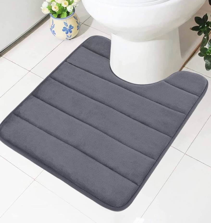 smiry memory foam bathroom rugs toilet mats u-shaped contour carpet 20 x 24 drak grey