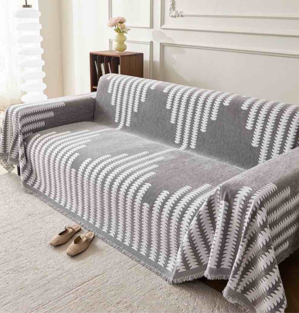 smuge sofa cover  couch cover protector slipcover l shape 3 cushion sofa towel sectional throw sofa covers for dogs cats home decor(71 x 134   gray white)