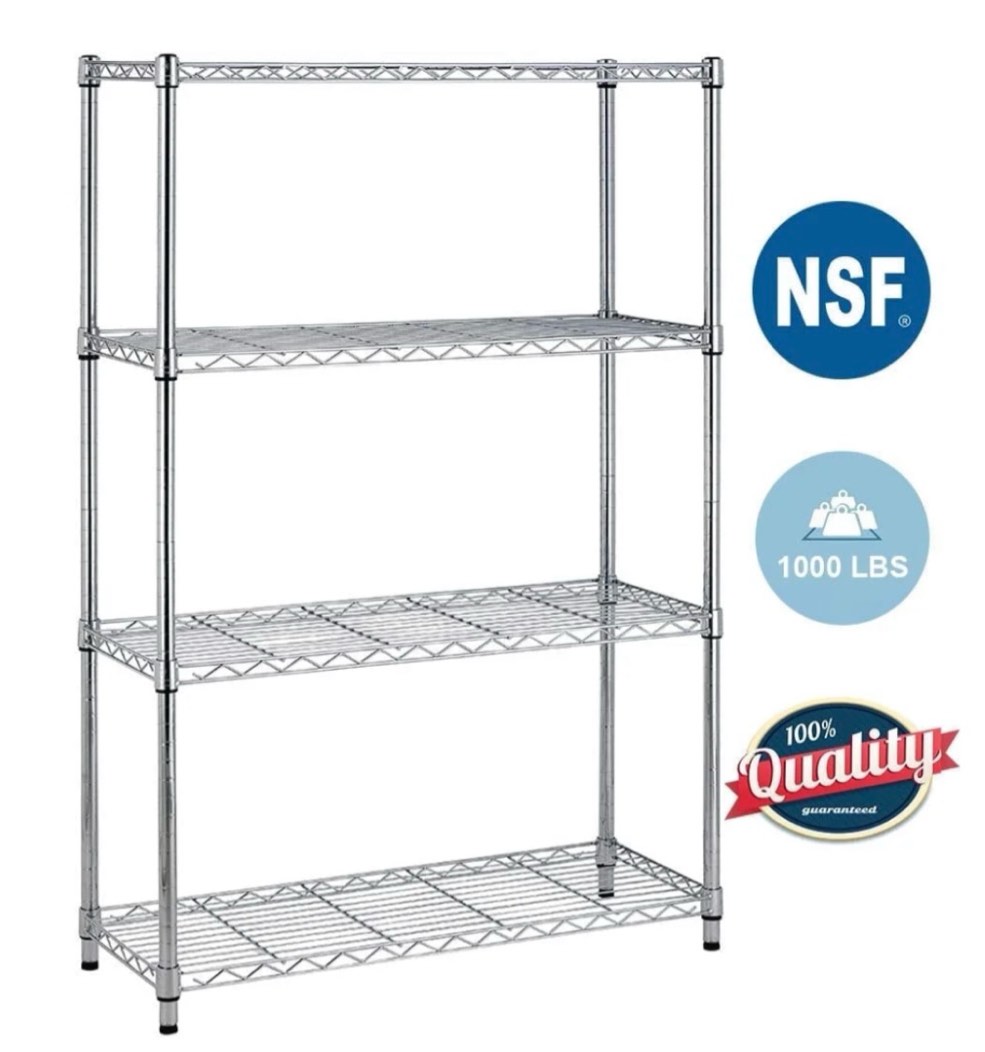 bestoffice 4 shelf wire shelving height adjustable metal shelving for 1000 lbs capacity chrome