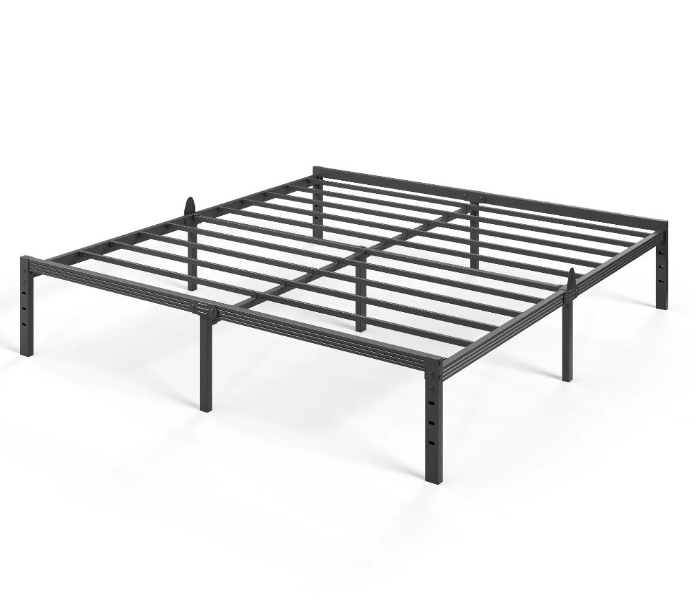 auroral zone 14 inch king metal platform bed frame, heavy duty mattress foundation, no box spring required
