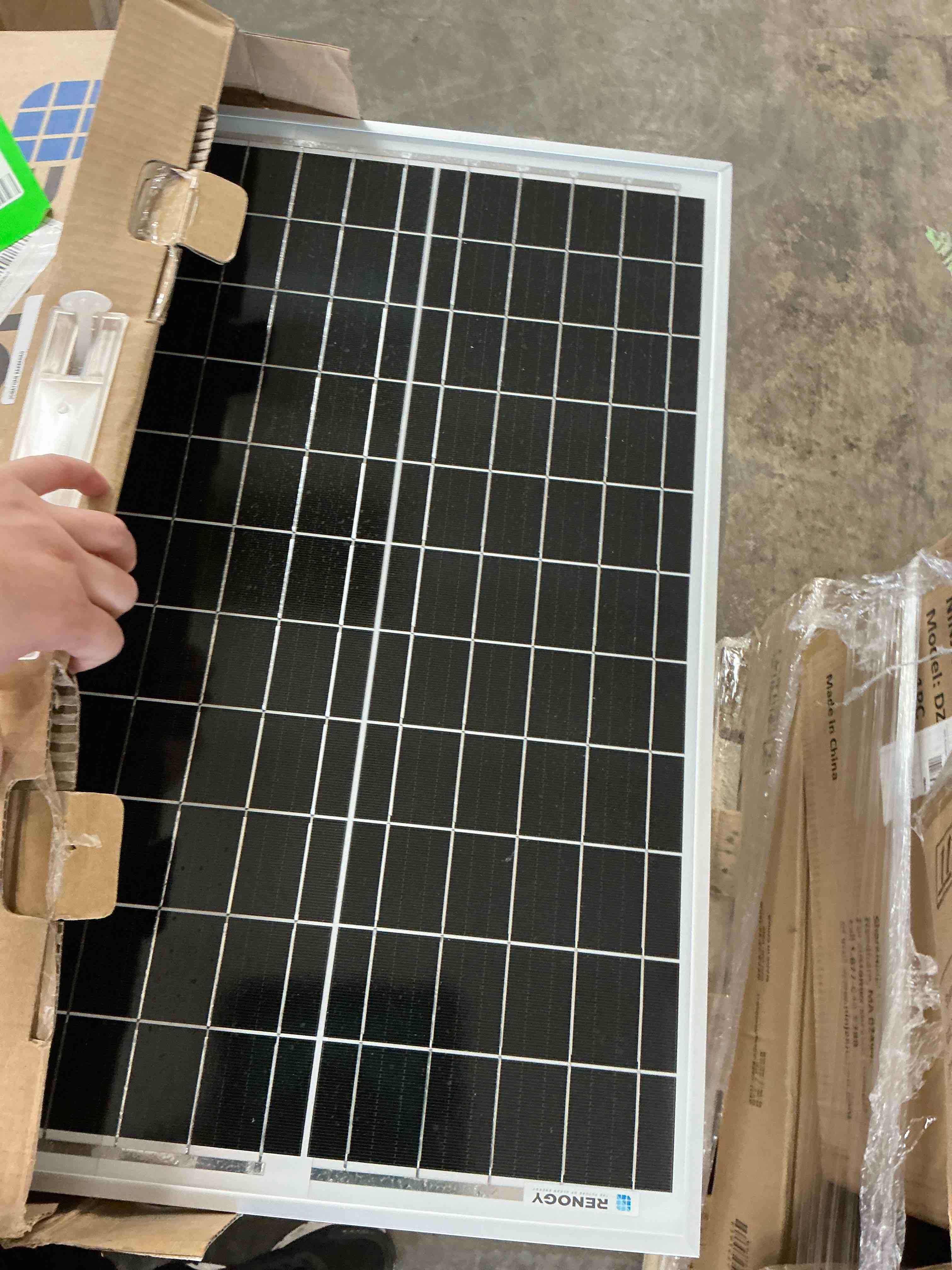 Condition photo showing Good Condition for renogy 50 watt solar panel 12 volt  small solar panels for power station generator  rv  suv  truck  camping  home  off grid