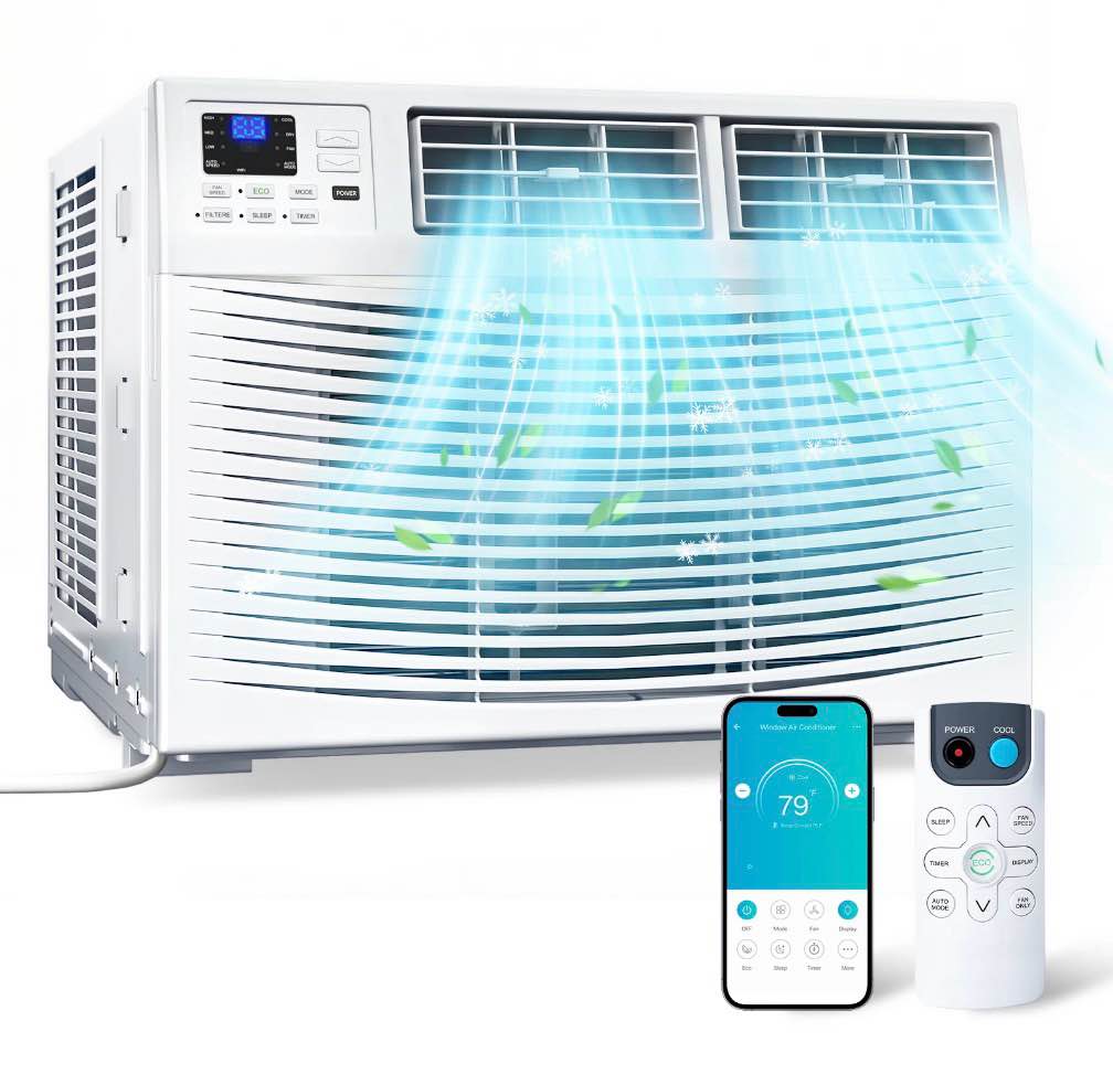 window air conditioner  8000 btu with smart app & remote  covers up to 350 sq.ft  quiet 50db  energy saving  6 modes