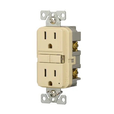 eaton 15 -amp 125-volt tamper resistant gfci residential decorator outlet receptacles , ivory