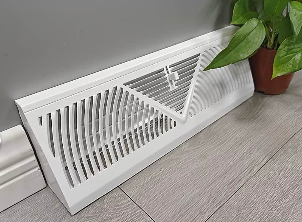 reliabilt 2-1/2-in x 12-in 180-degrees steel white baseboard diffuser ( outside width- 15-in )