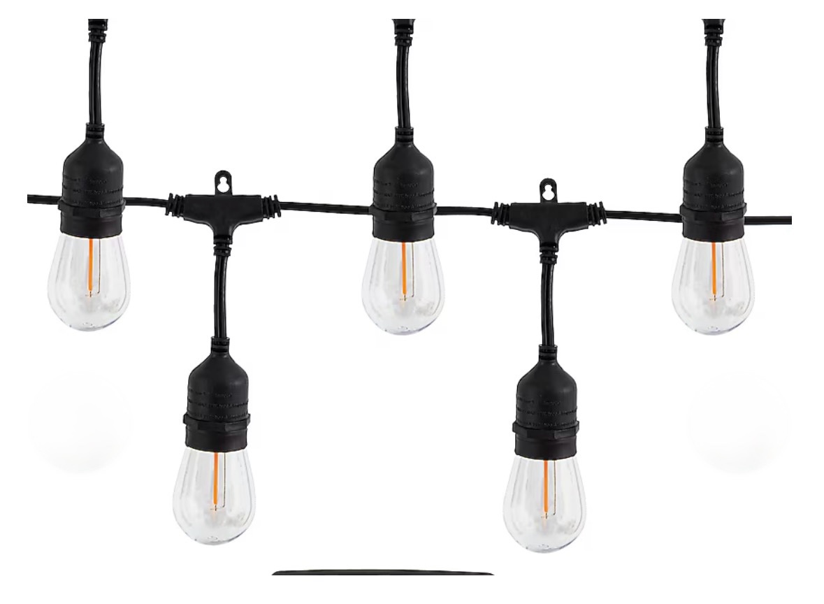 harbor breeze 48-ft solar black indoor/outdoor string light with 20 white -light led edison bulbs