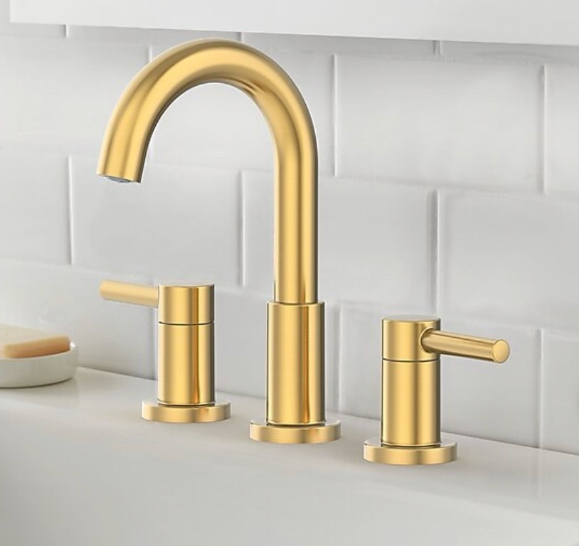  allen + roth harlow simplefit brushed gold widespread 2-handle watersense mid-arc