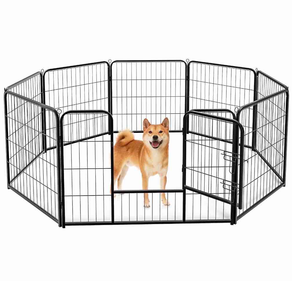 edx dog playpen 8 panels 32 foldable heavy duty metal puppy exercise pen with doors indoor outdoor