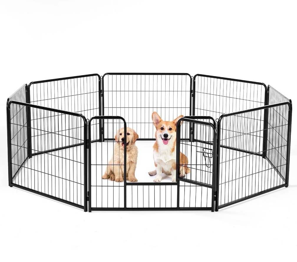 edx dog playpen 8 panels 24 foldable heavy duty metal pet fence with doors indoor outdoor