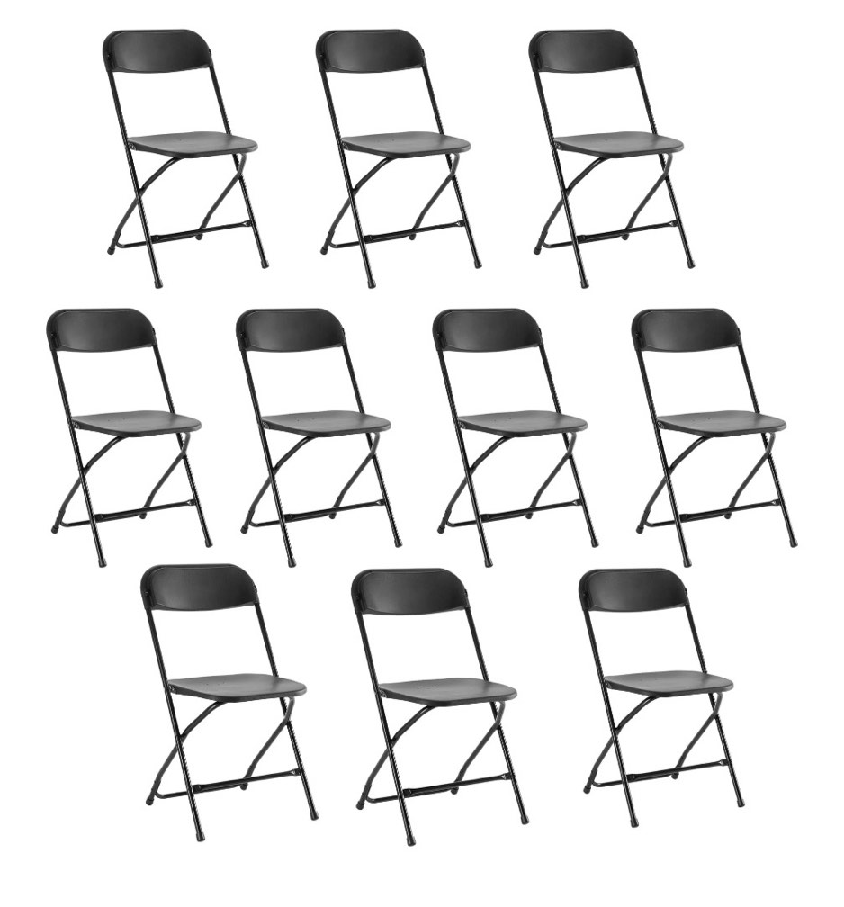 concetta plastic folding chair set of 10, 330lb load capacity lightweight for indoor/outdoor, black