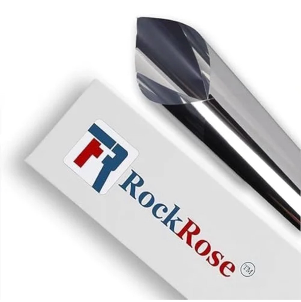 rockrose professional window tint for home – one way privacy window film for home offices heat blocker reflective adhesive mirror tint with 99% uv block – silver 24in x 15ft