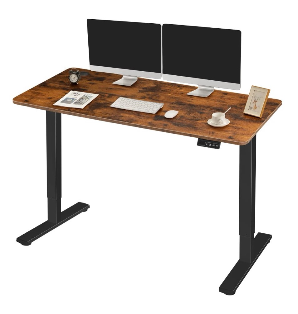 homall 48" × 24" electric height adjustable standing desk home office computer desk memory preset with t-shaped metal bracket, brown