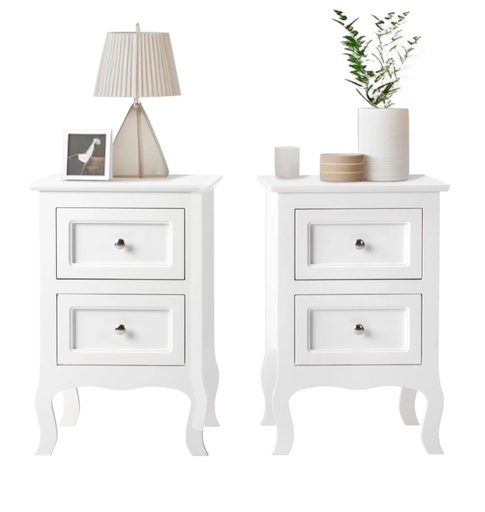 ubesgoo set of 2 nightstand  side table night table white