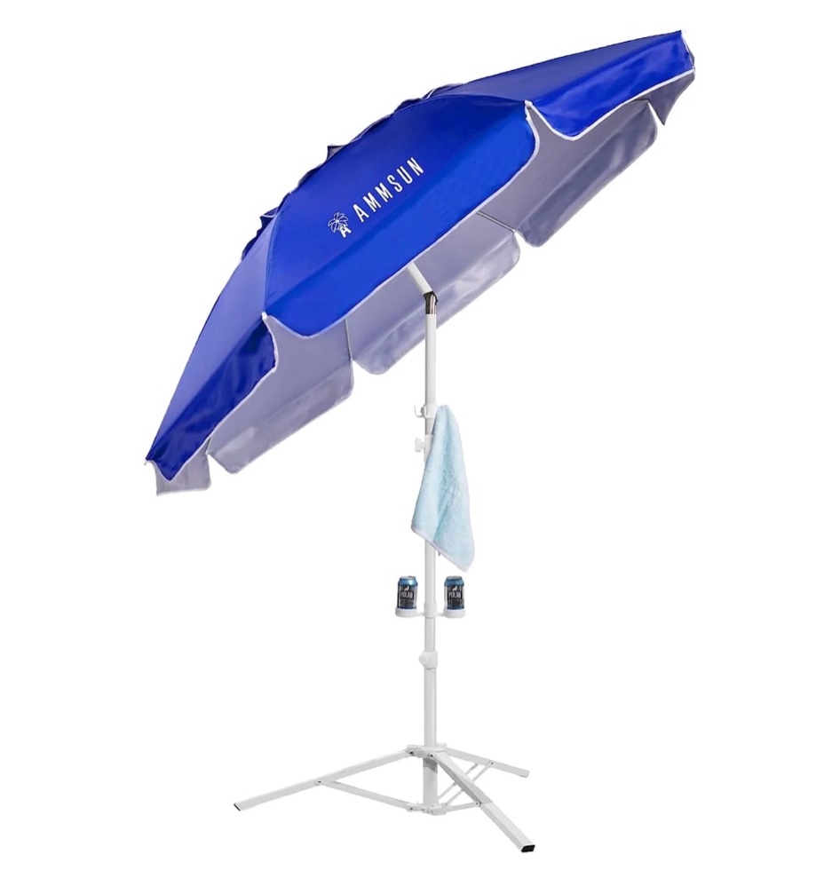 ammsun 6.5ft lightweight sports beach umbrella portable shade with stand for outdoor games blue