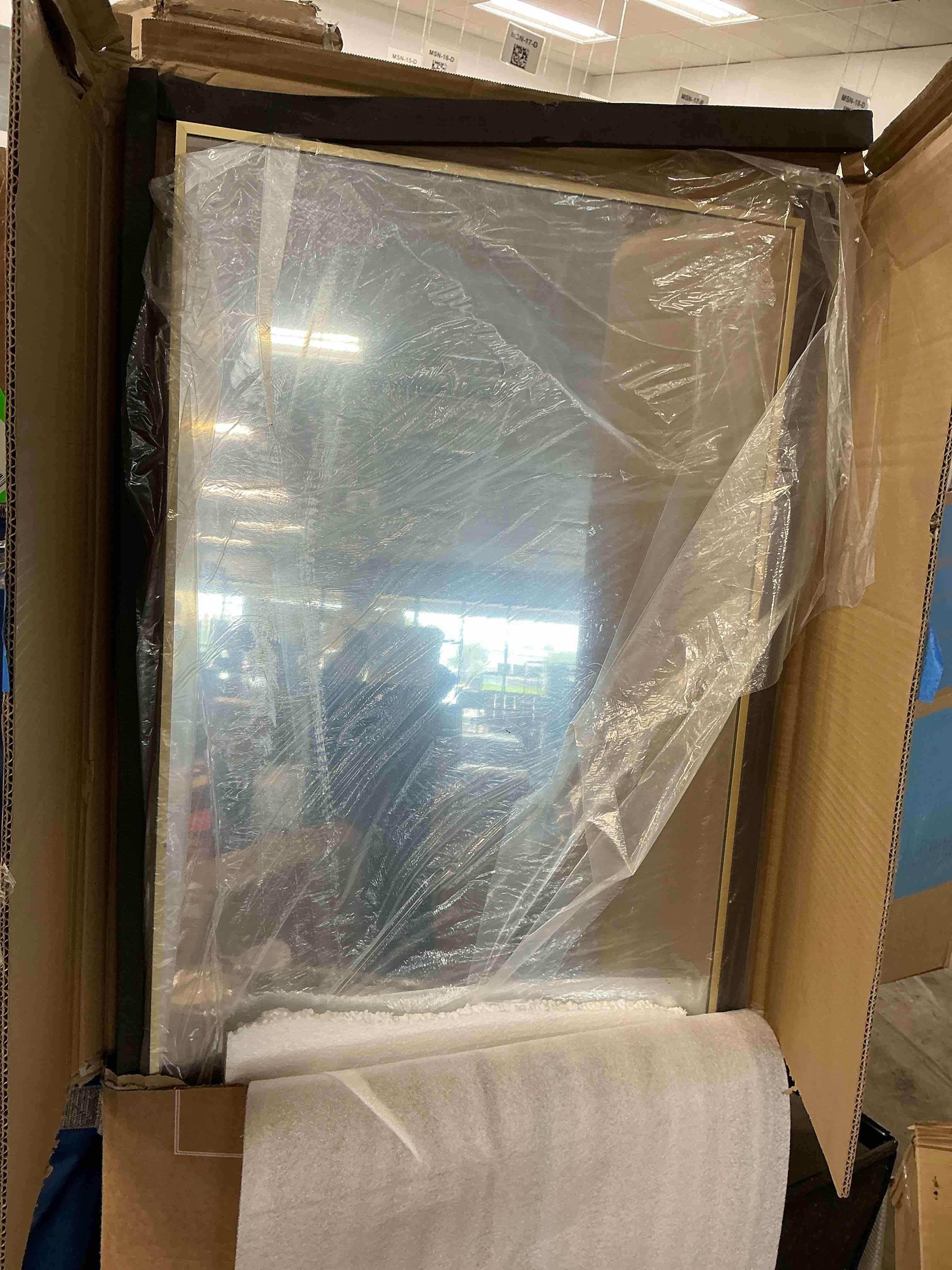 Condition photo showing New/Like New for beautypeak 59"x16" arched full length mirror floor mirror for leaning standing, gold 59"w x 16"h