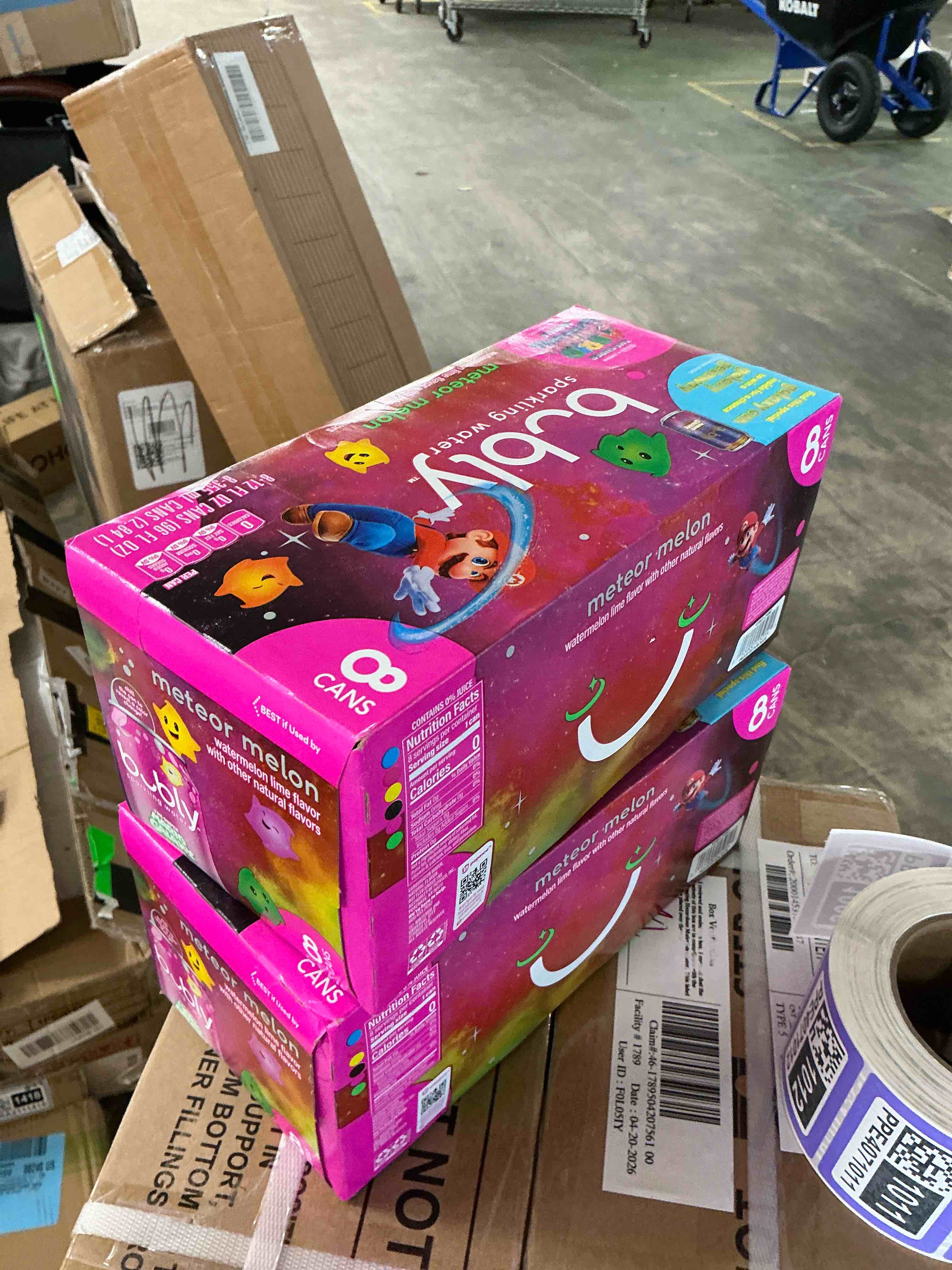 Condition photo showing New/Like New for bubly sparkling water, the super mario galaxy movie meteor melon, zero sugar & zero calories, 12 fl oz cans (8 pack)?