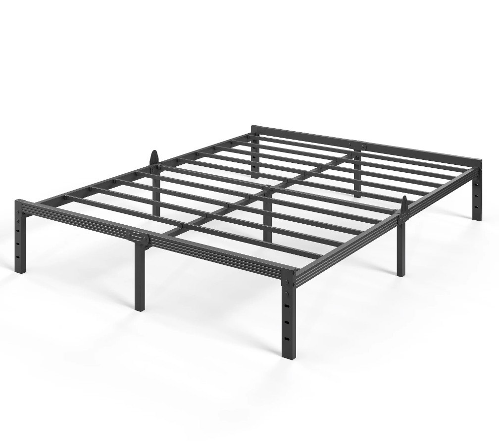 auroral zone 12 inch queen metal platform bed frame, heavy duty mattress foundation, no box spring required