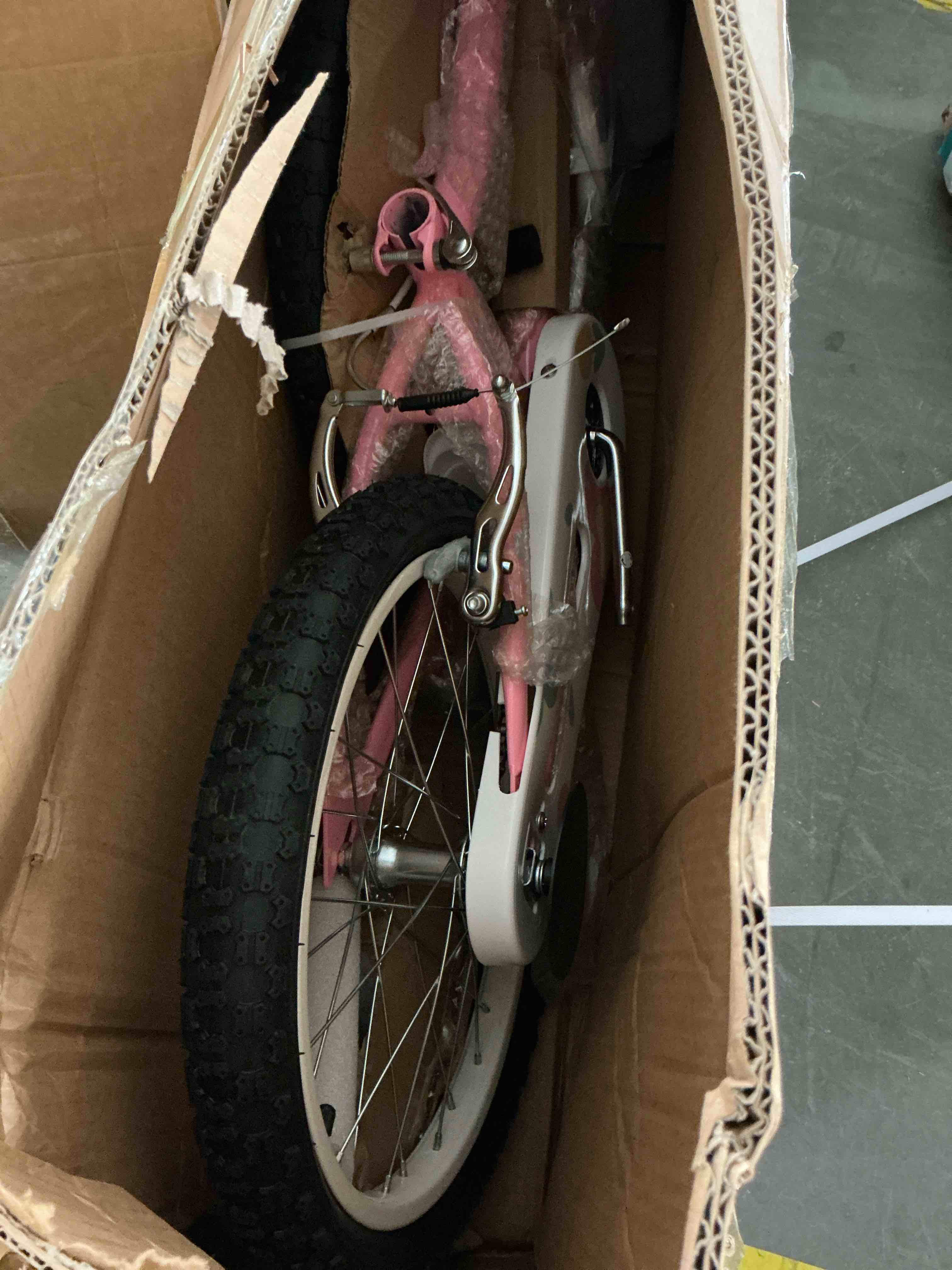 Condition photo showing New/Like New for ktaxon bike, 16 inch bicycle with training wheels and kickstand, easy to assemble, learning to ride, pink
