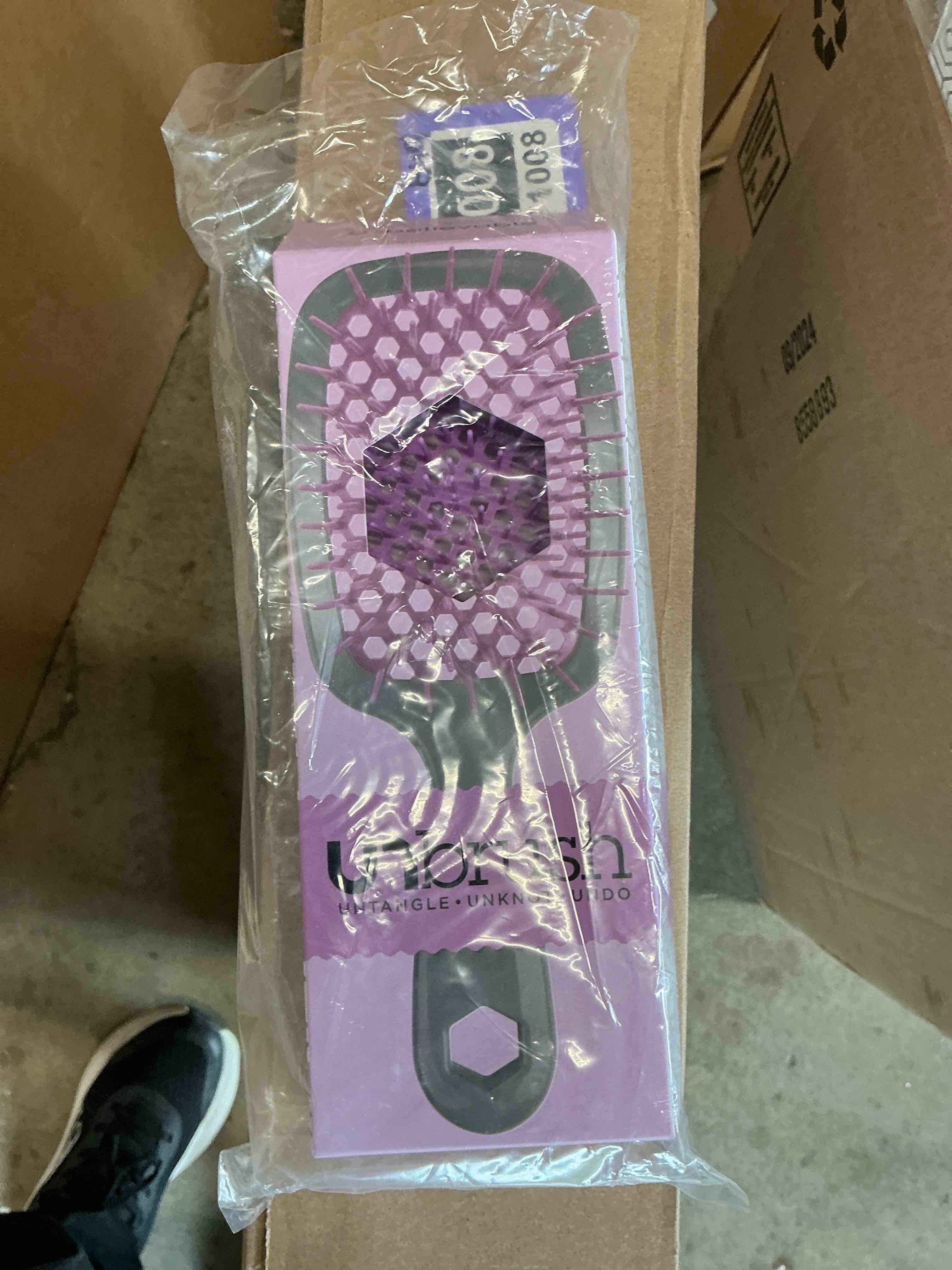 Condition photo showing New/Like New for fhi heat unbrush detangling brush for pain-free brushing on all wet or dry hair types — durable duoflex anti-static bristles, lightweight handle, vented hair brush orchid lavender 1 count (pack of 1)