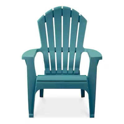 Condition photo showing As Is for real comfort outdoor resin stackable adirondack chair teal