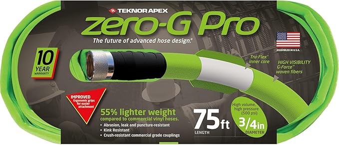 zero-g pro teknor apex 3/4-in x 75-ft contractor -duty kink free woven green coiled hose