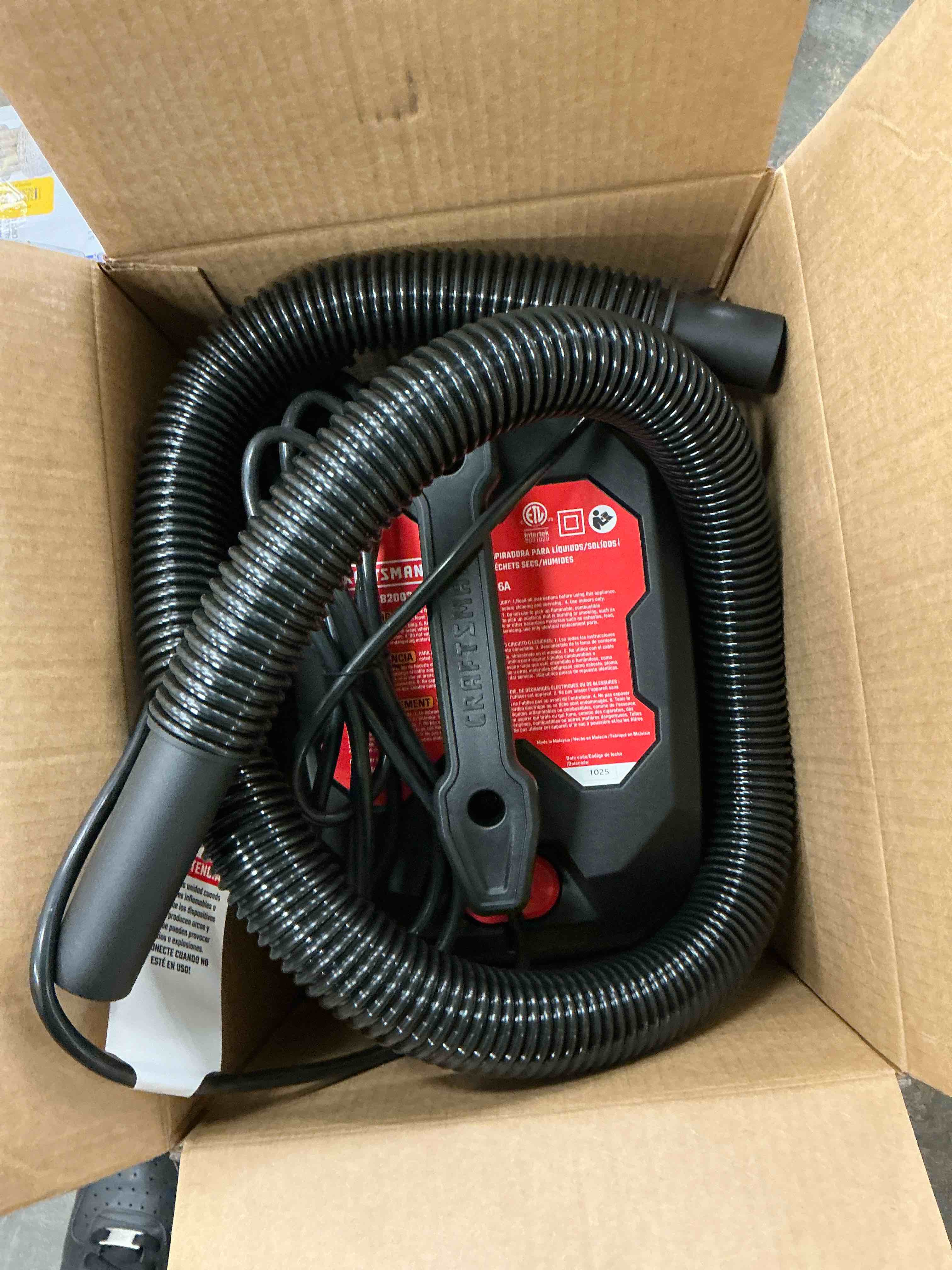 Condition photo showing New/Like New for craftsman 3-gallon 3 hp corded wet/dry shop vacuum with accessories included