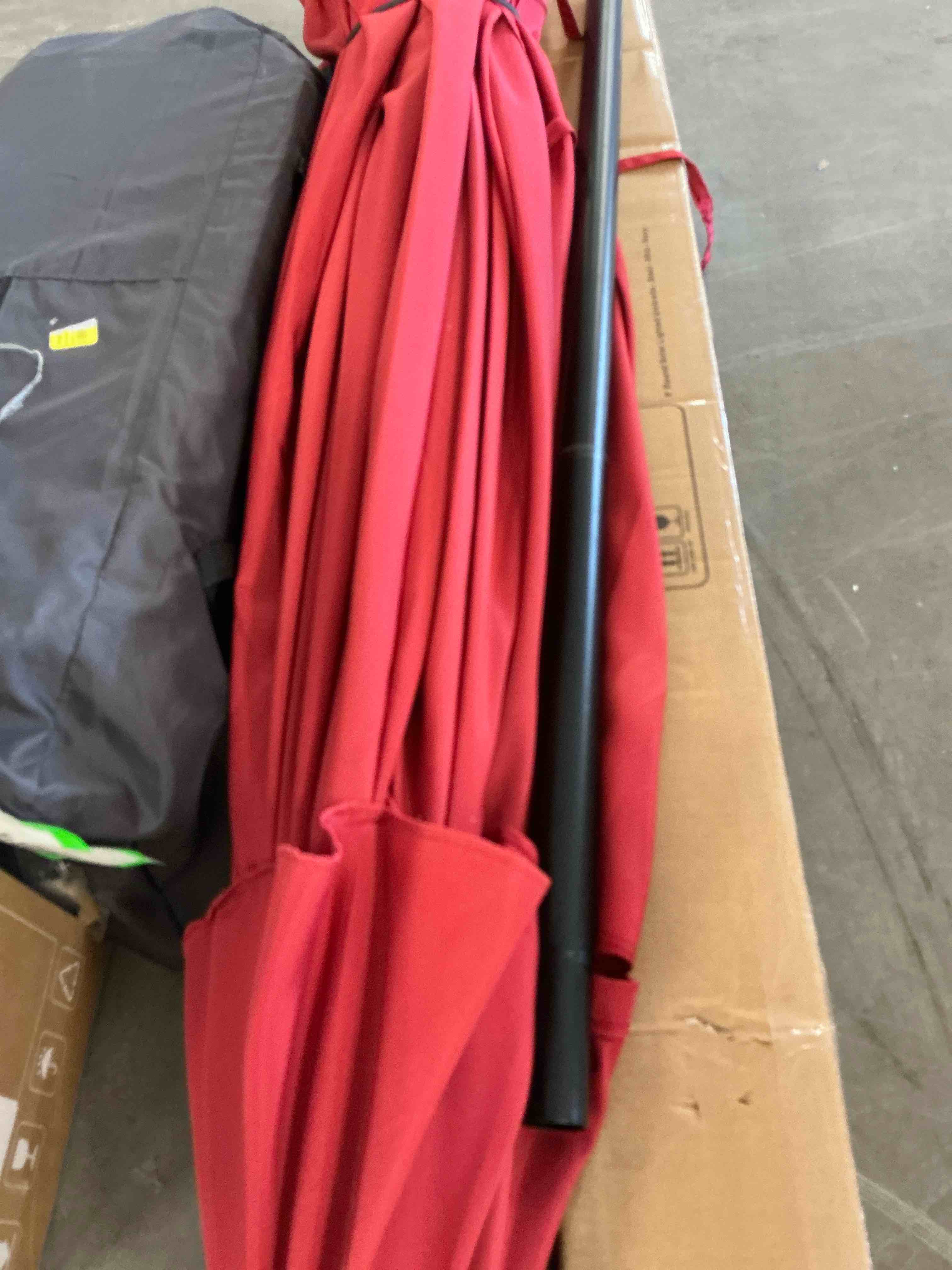 Condition photo showing Good Condition for edx 9-ft outdoor patio umbrella with push button tilt and crank patio table market umbrella with 8 sturdy ribs uv protection waterproof for garden deck backyard pool red
