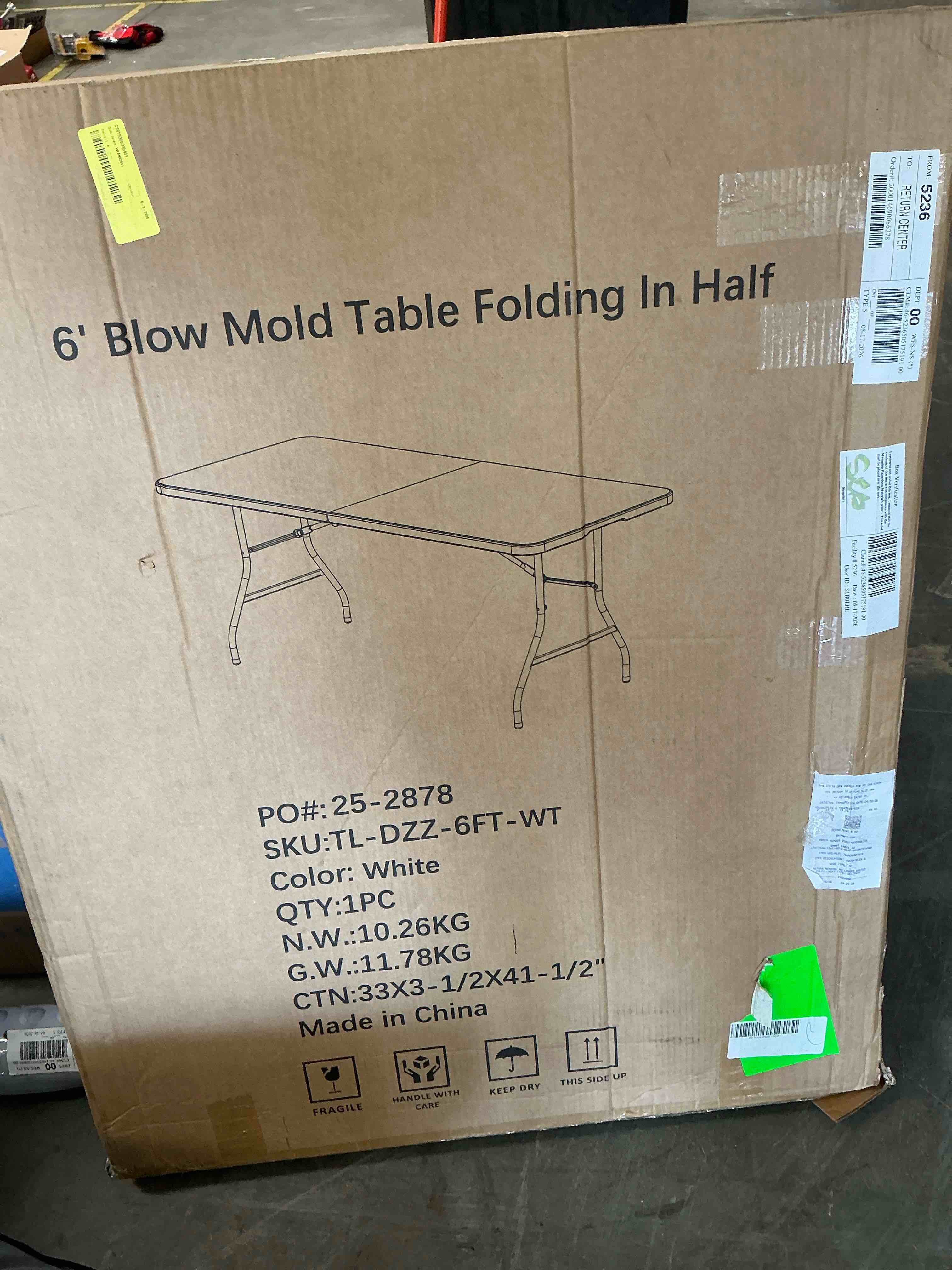 Condition photo showing Good Condition for haicube 6ft folding table, heavy duty portable table, waterproof hdpe, foldable for picnic, party, camping, dining, bbq, indoor & outdoor, white