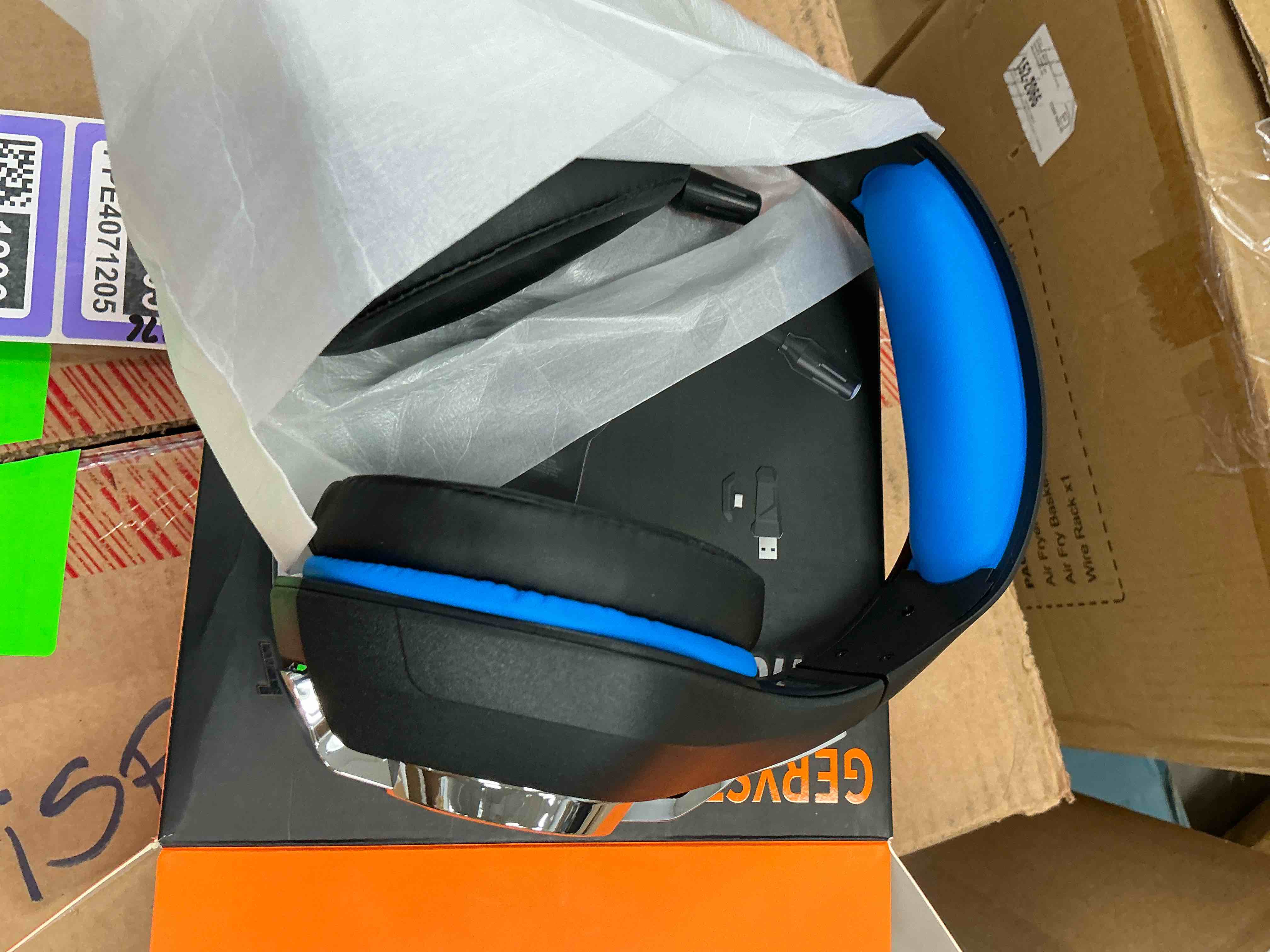 Condition photo showing Good Condition for 2.4ghz wireless gaming headset for ps4/ps5/xbox/switch/pc, bluetooth over ear headphones with enc noise cancelling mic,7.1 stereo surround sound, 40mm drivers, rgb light, 45h battery gaming headphone
