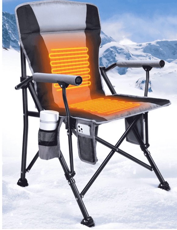 heated camping chair for adults fully padded heated folding chair with 3 heat levels heats back and seat rich pockets heated chairs outdoor sports
