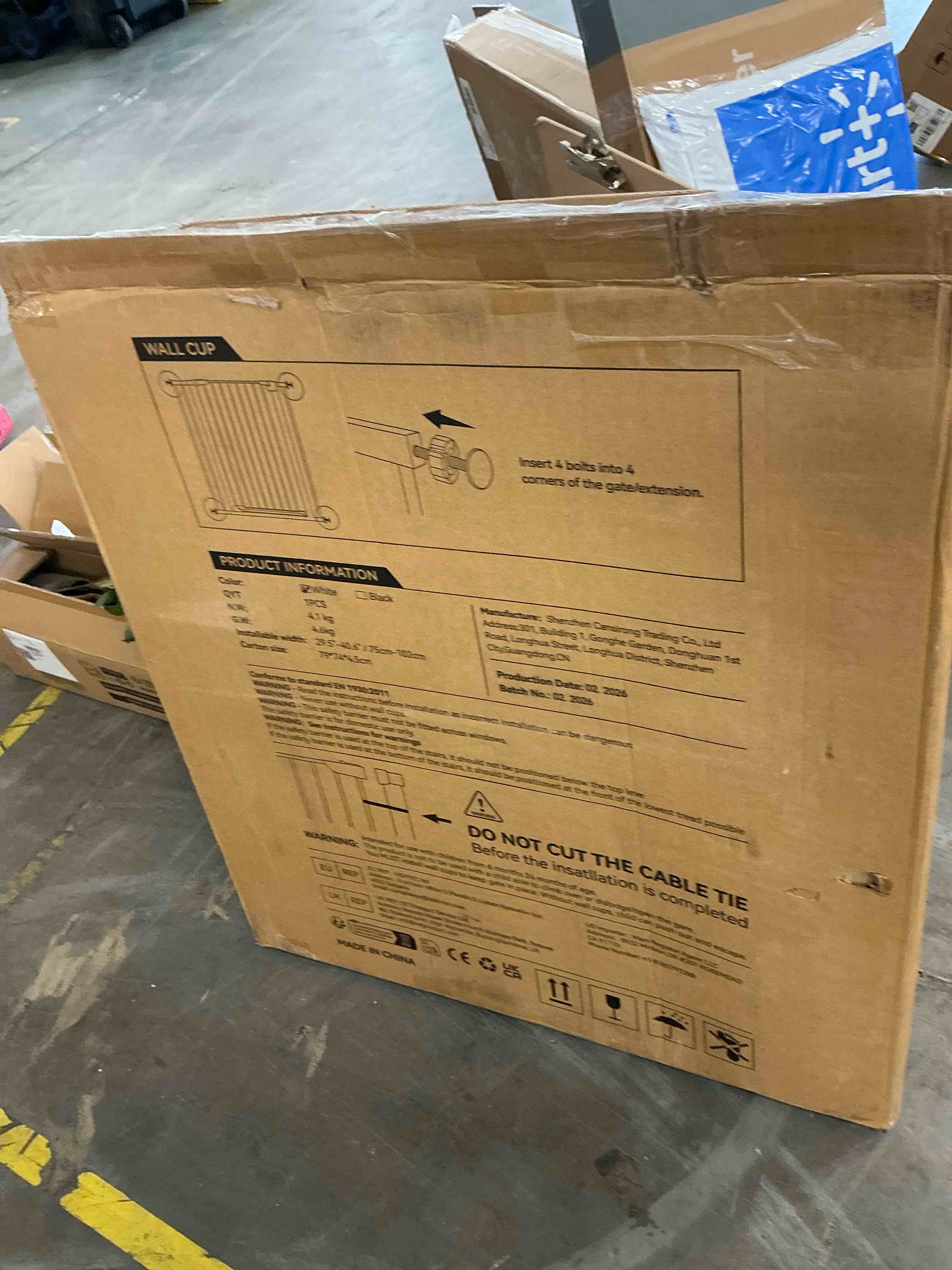 Condition photo showing New/Like New for baby safety gate, baby gates for top stairs doorway, 29.5''- 40.5''wide pressure mount, white