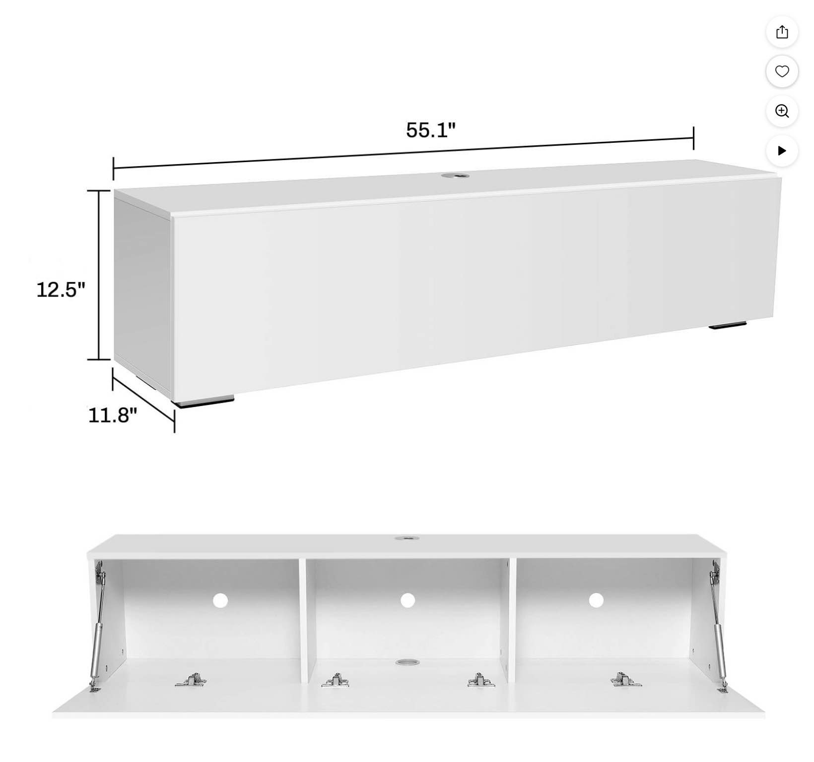 Condition photo showing Good Condition for hommpa wall mounted floating tv stand with led lights modern entertainment center for tvs for up to 65" media console tv unit with storage cabinets white high gloss for living room bedroom