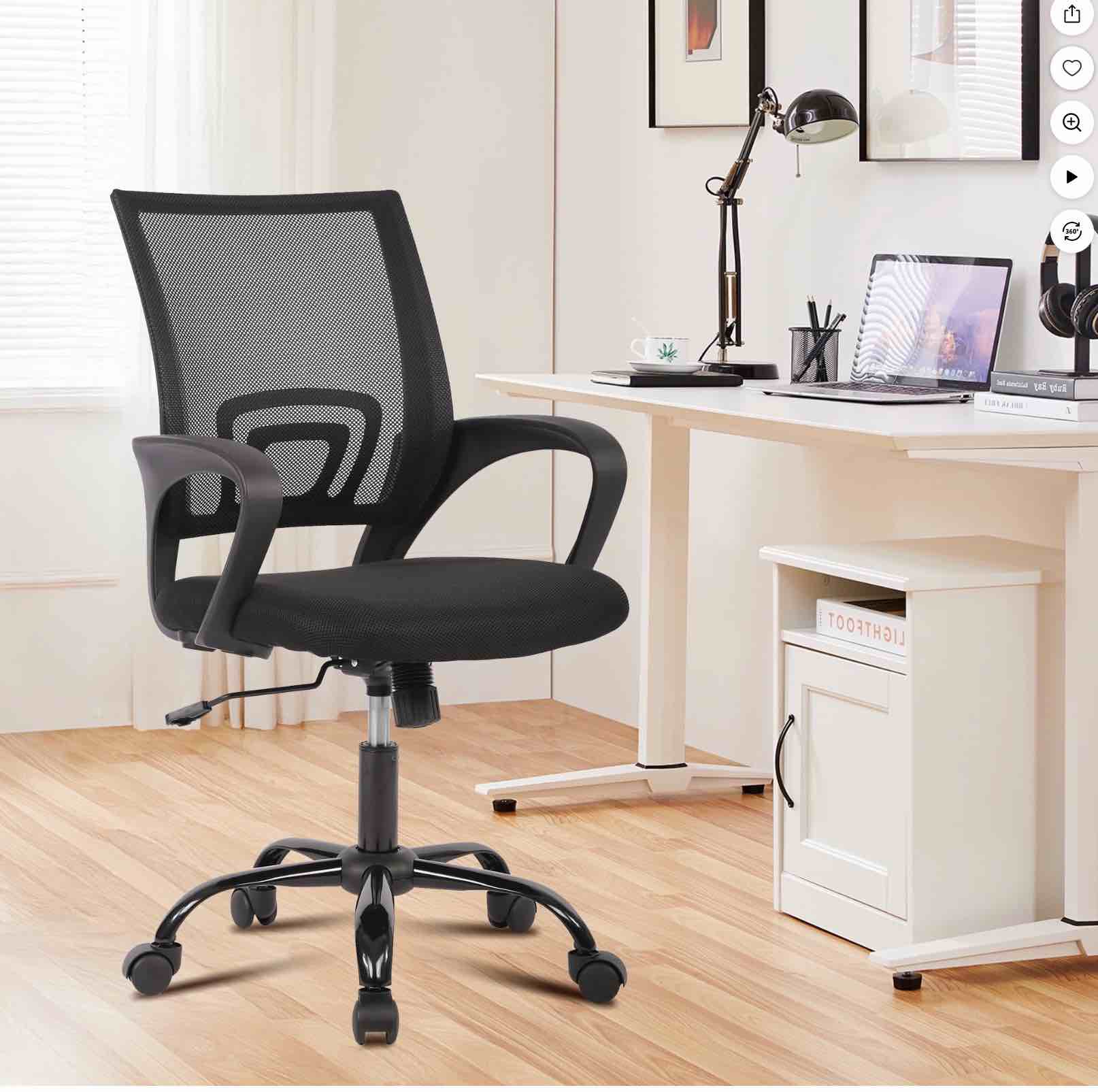jonpony ergonomic office chair, lumbar support, adjustable height with armrests for adults,black