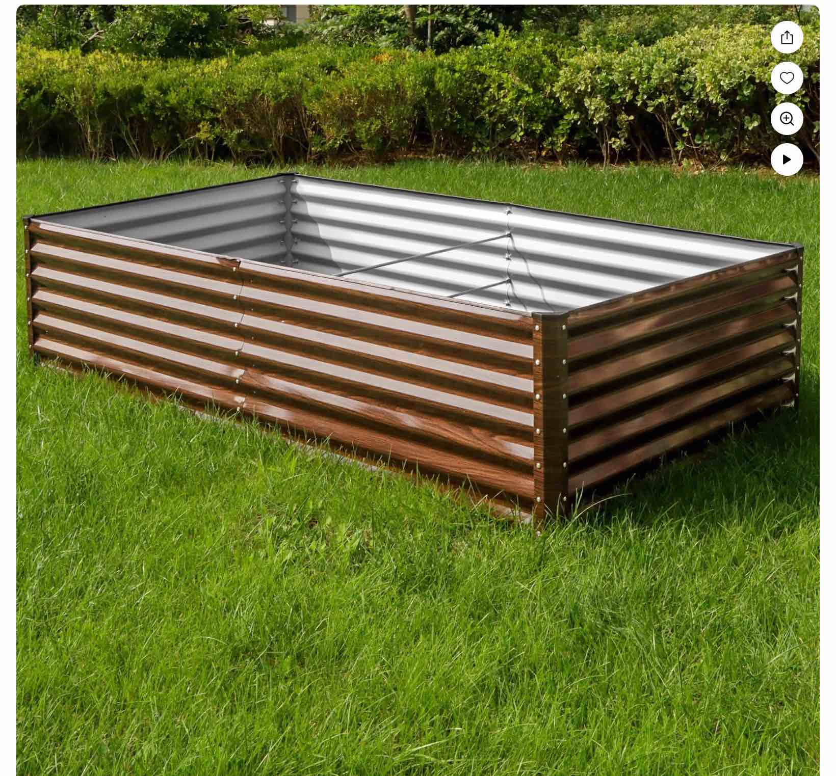 snugniture 8x4x2 ft galvanized raised garden bed, deep root metal planter box for vegetables, flowers