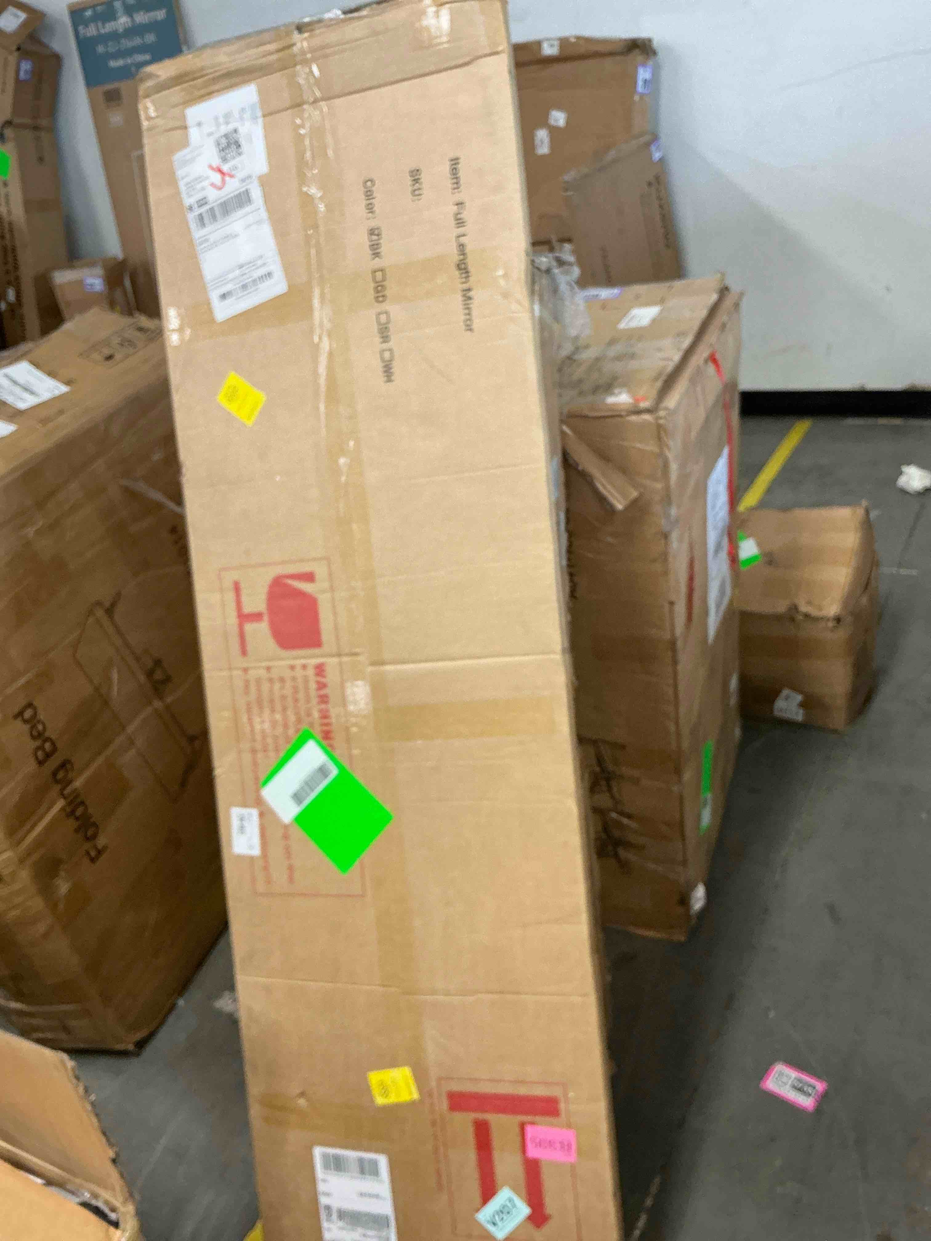 Condition photo showing Good Condition for antok full length floor mirror 59 x16  rectangle floor standing tall mirror with aluminum frame  leaning  wall mounted or freestanding  black