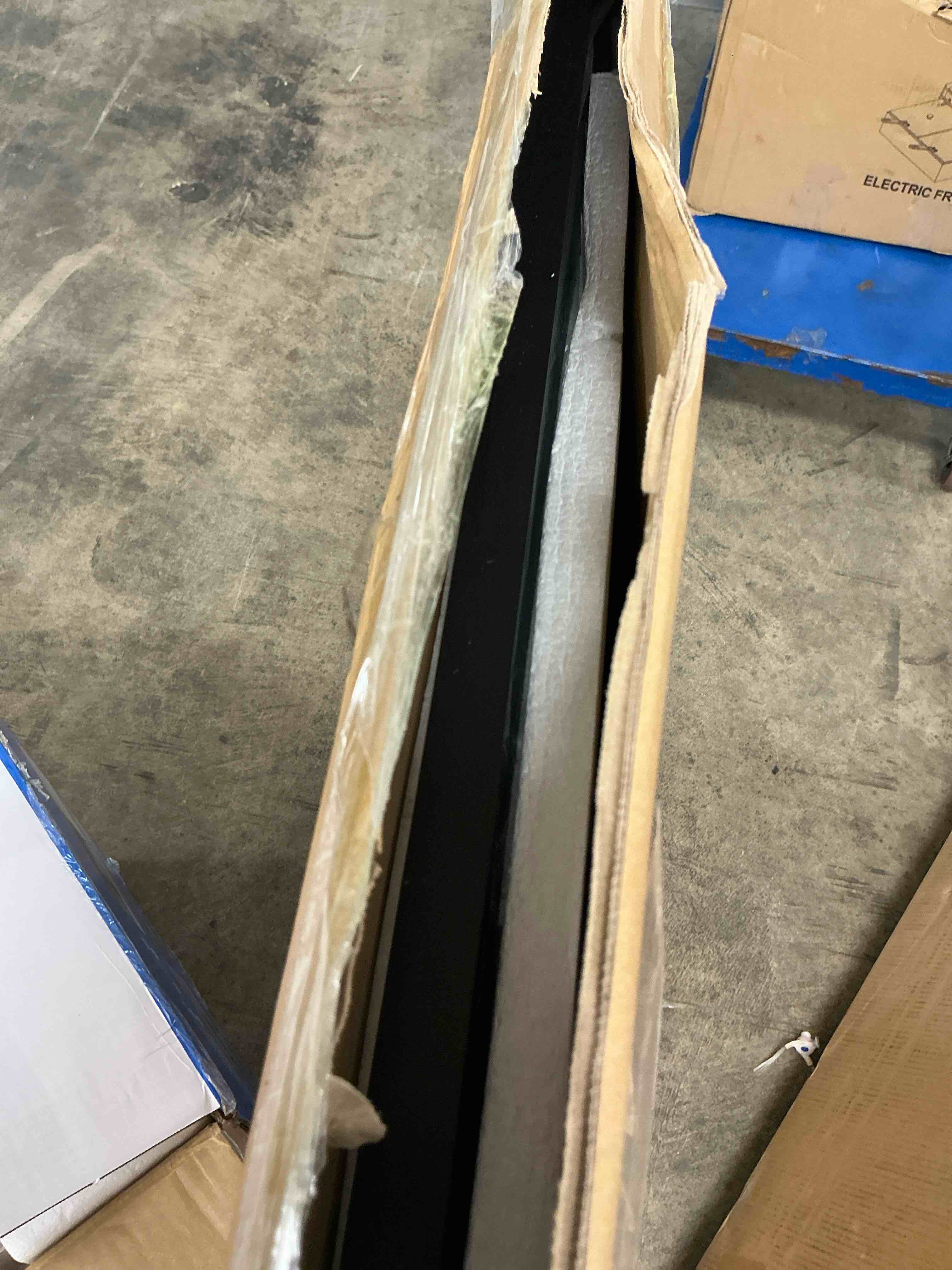 Condition photo showing New/Like New for wall mirror 30" x 40", window pane grid mirror modern style for bedroom, living room, bathroom, rectangular black aluminum framed