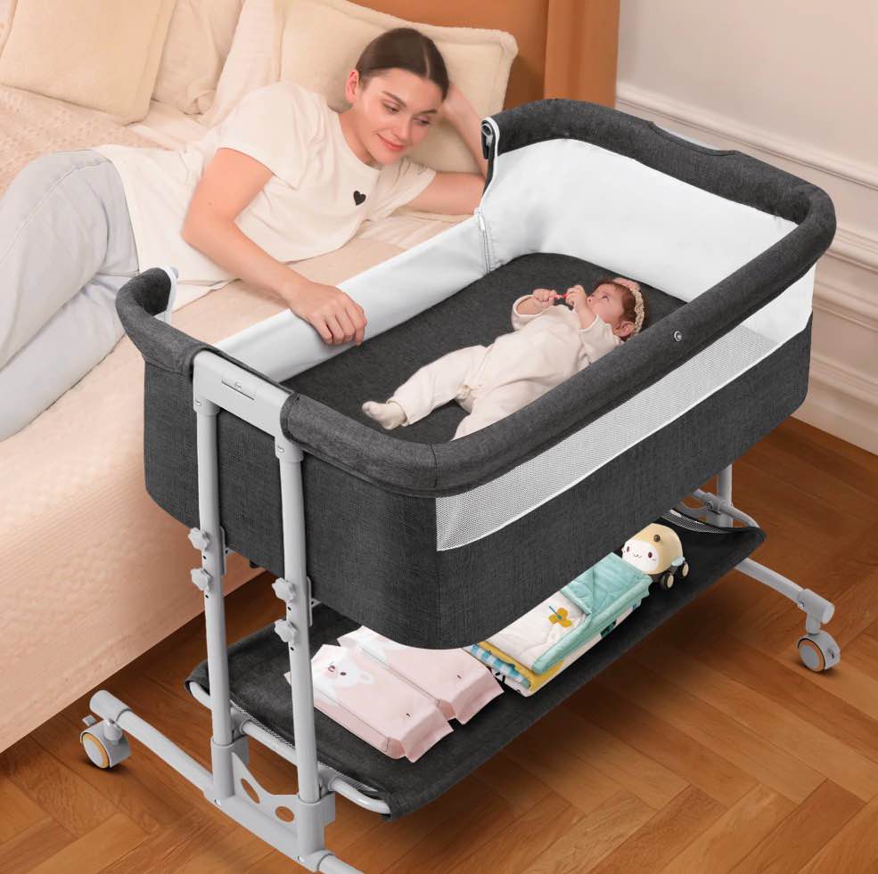 Babyeap Baby Bassinet Bedside Sleeper Bassinet for 0–5 Months Infants, Unisex, Dark Gray