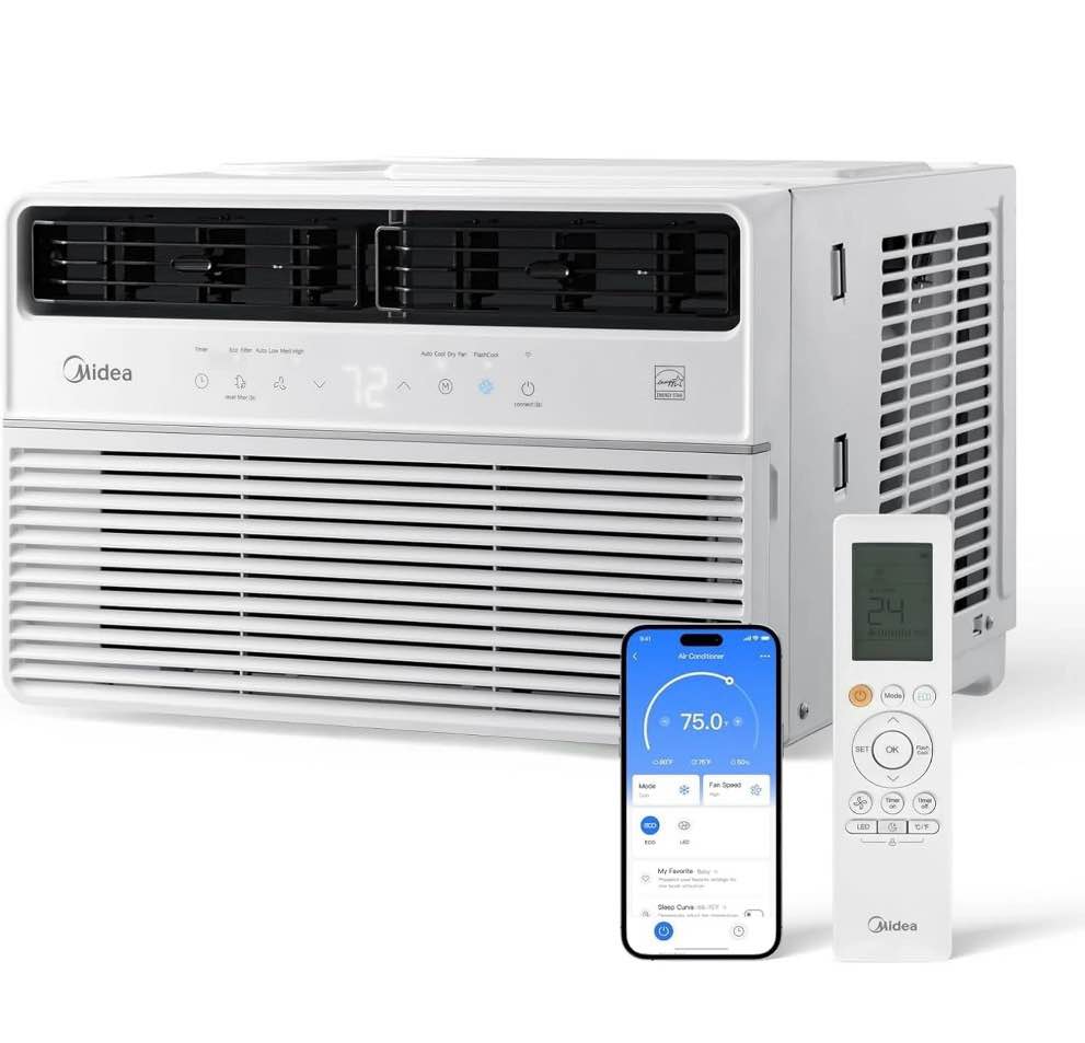 Midea 8 000 BTU Window Air Conditioner  Smart Inverter  Cools Up To 350 Sq Ft  Remote  Wi-Fi   White