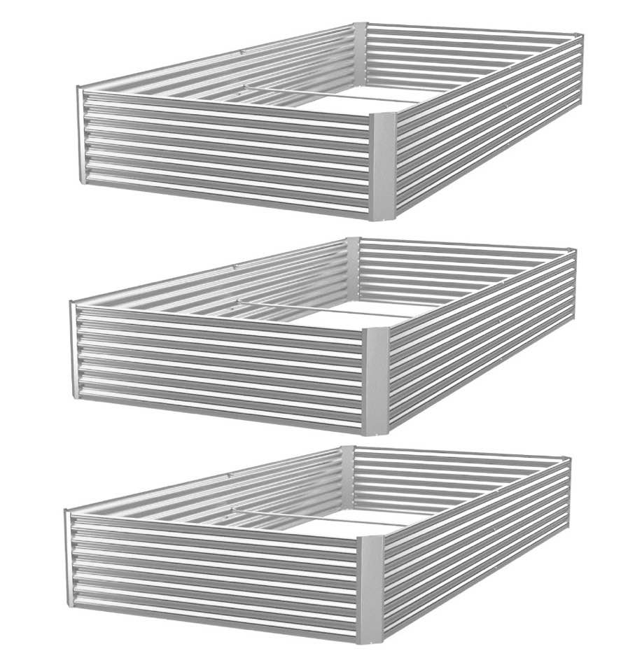 CATMANOR 3 Pack Corrugated Galvanized Steel Raised Garden Bed Outdoor, Metal Above Ground Garden Bed for Vegetables and Flowers, Rectangle Raised Beds for Gardening-4x2FT