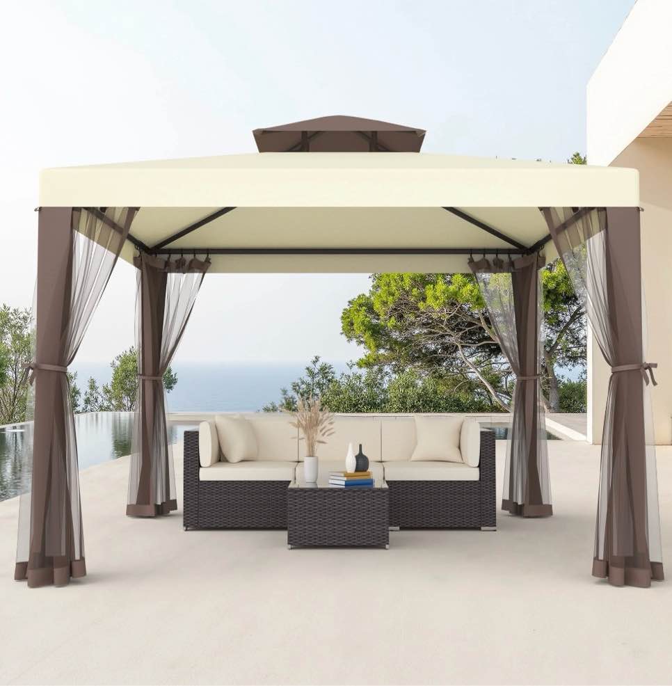 Phonjoroo Patio Gazebo Tent 10x10 ft  Outdoor Canopy Shelter