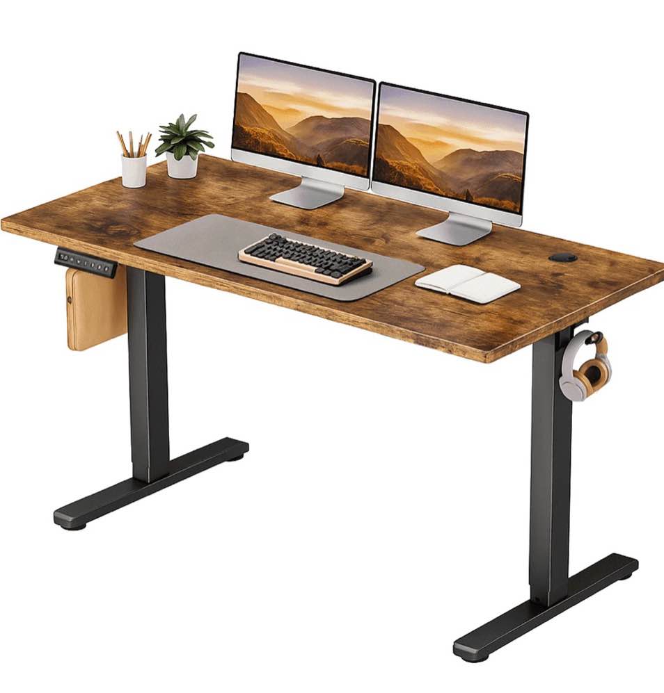 CONCETTA Electric Standing Desk, 55''x24'' Height Adjustable Desk, Home Office Desk with Electric Lift, Sit Stand Desk Workstation for Home Office, Rust