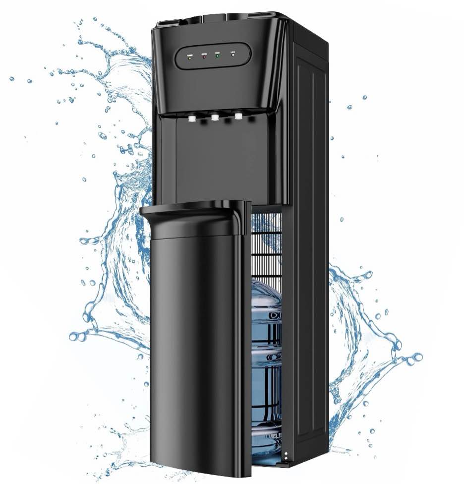 Bottom-Loading Water Dispenser with 3-Settings, Water Cooler with Two 304 Food-Grade Stainless Steel Inner Tanks, Child Lock & Energy-Saving, Fits 5 Gal Bottles Home/Office/Gym