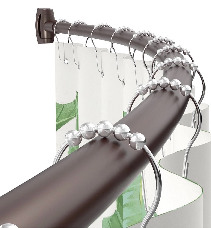 yeabett curved shower curtain rod 43-72 inches adjustable, shower rods for bathroom aluminum rustproof, round shower curtain rod expandable, bronze