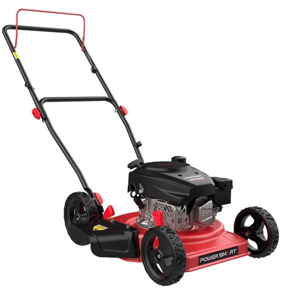 powersmart 144cc 18" gas push lawn mower, steel deck, 5-position height adjustment