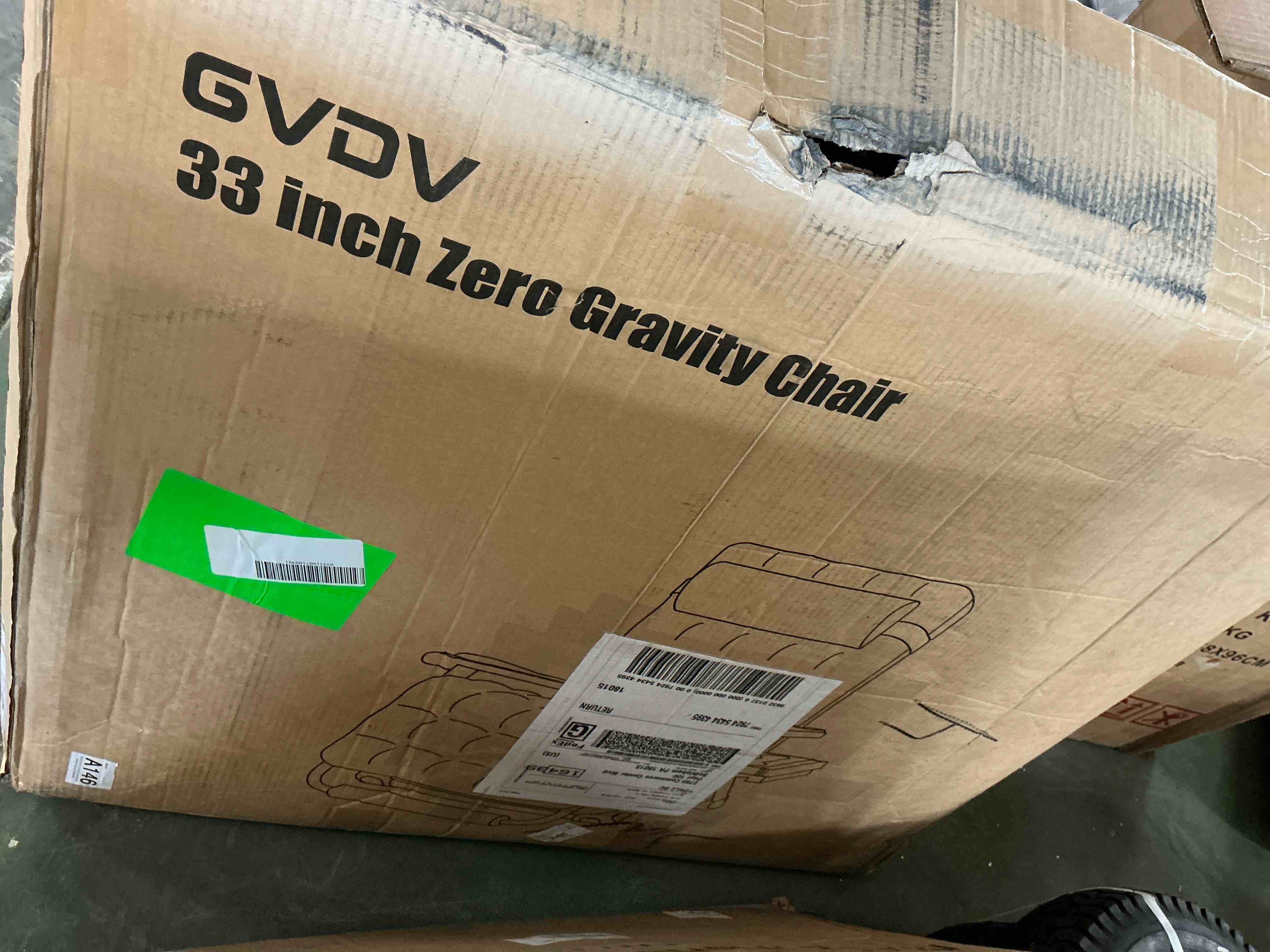 Condition photo showing New/Like New for gvdv oversized zero gravity chair, 33in xxl lounge chair 500lbs capcity with removable thick cushion, lawn patio reclining chair upgraded alloy lock and cup holder, for indoor outdoor, black
