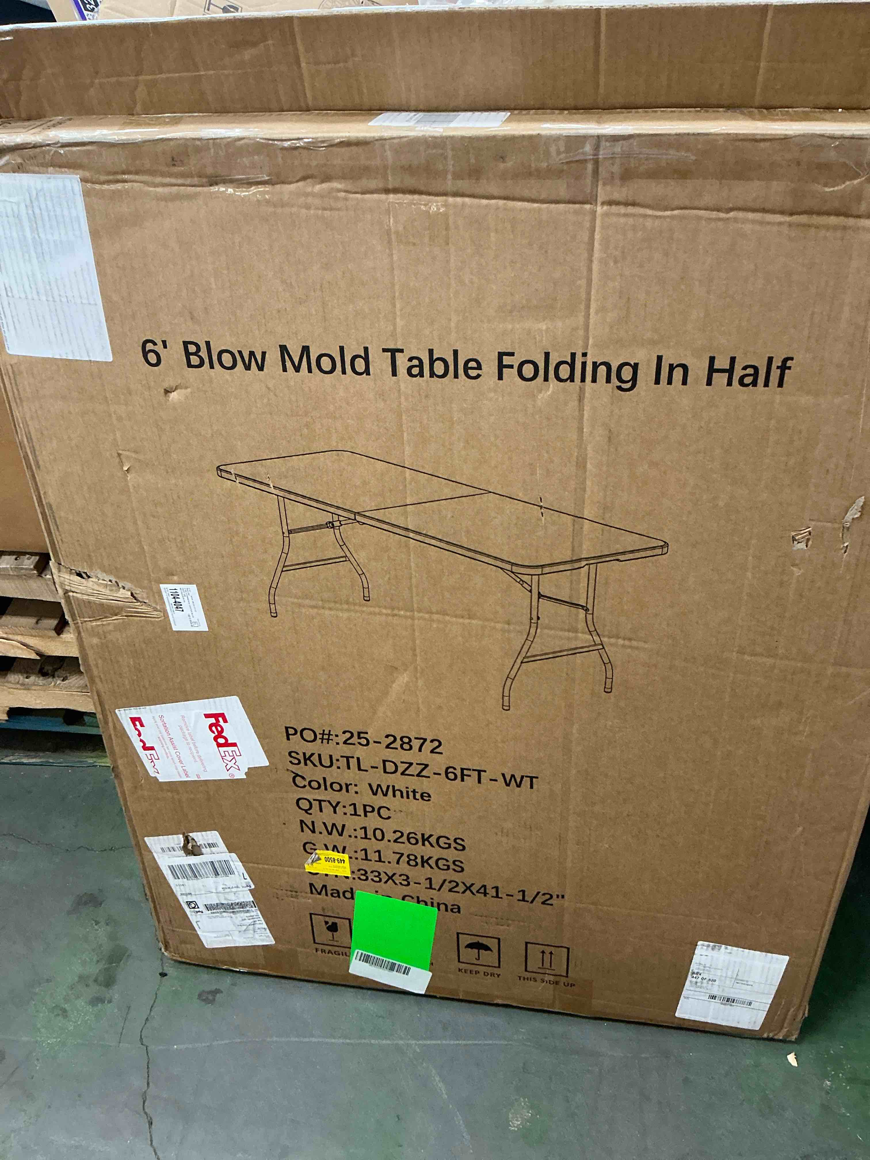 Condition photo showing Good Condition for haicube 6ft folding table, heavy duty portable table, waterproof hdpe, foldable for picnic, party, camping, dining, bbq, indoor & outdoor, white